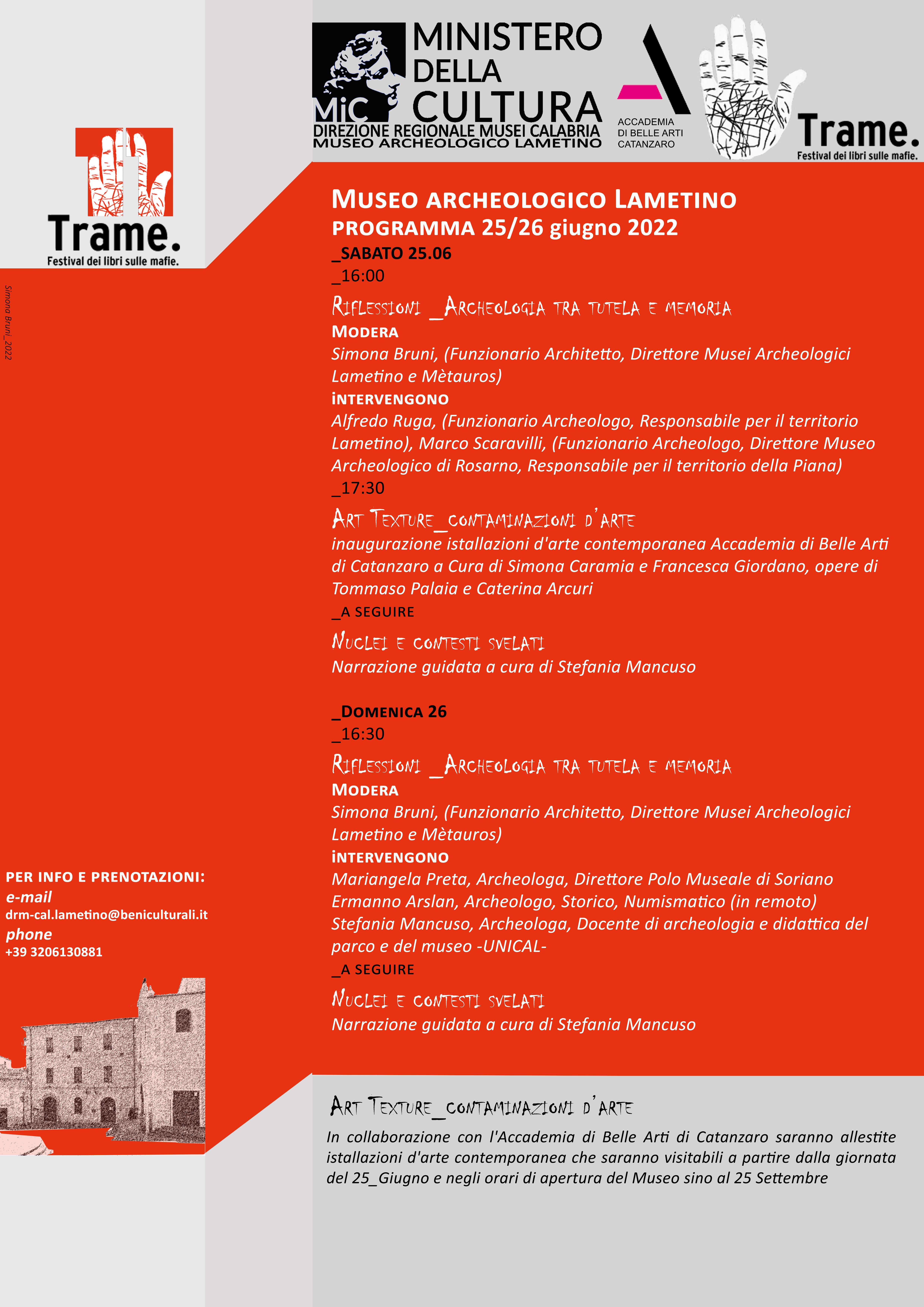 TRAME.11 - Festival dei libri sulle mafie al Museo archeologico lametino