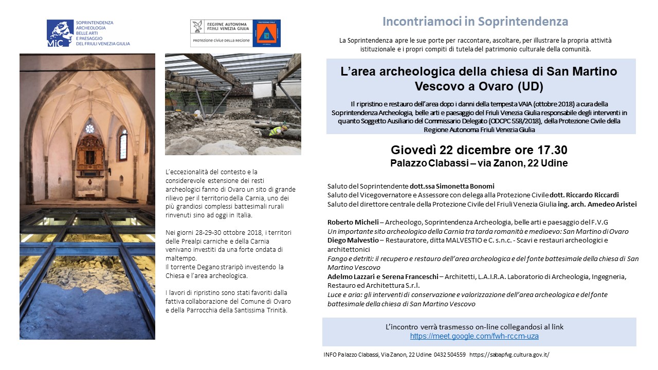 UDINE, Palazzo Clabassi - 22.12.22 | Incontriamoci in Soprintendenza: il caso della chiesa di San Martino Vescovo a Ovaro (UD)