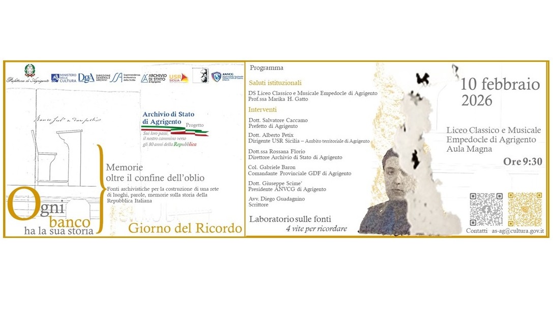Giorno del Ricordo - 10 febbraio 2026 - Archivio di Stato di Agrigento