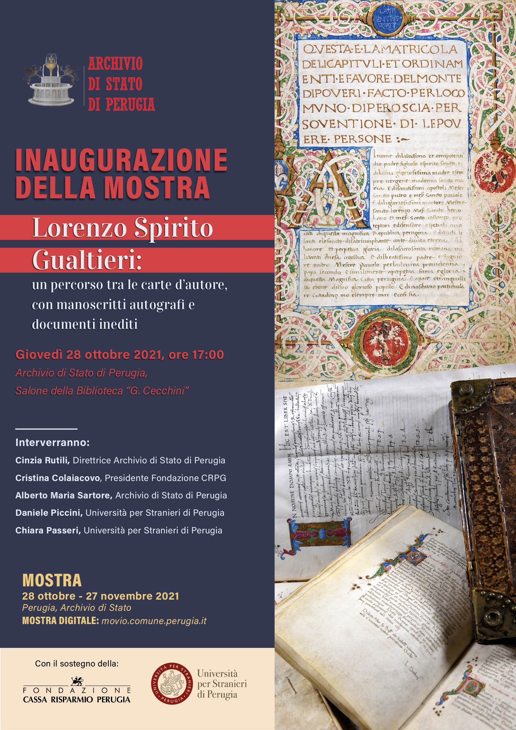 Lorenzo Spirito Gualtieri: un percorso tra le carte d'autore, con manoscritti autografi e documenti inediti