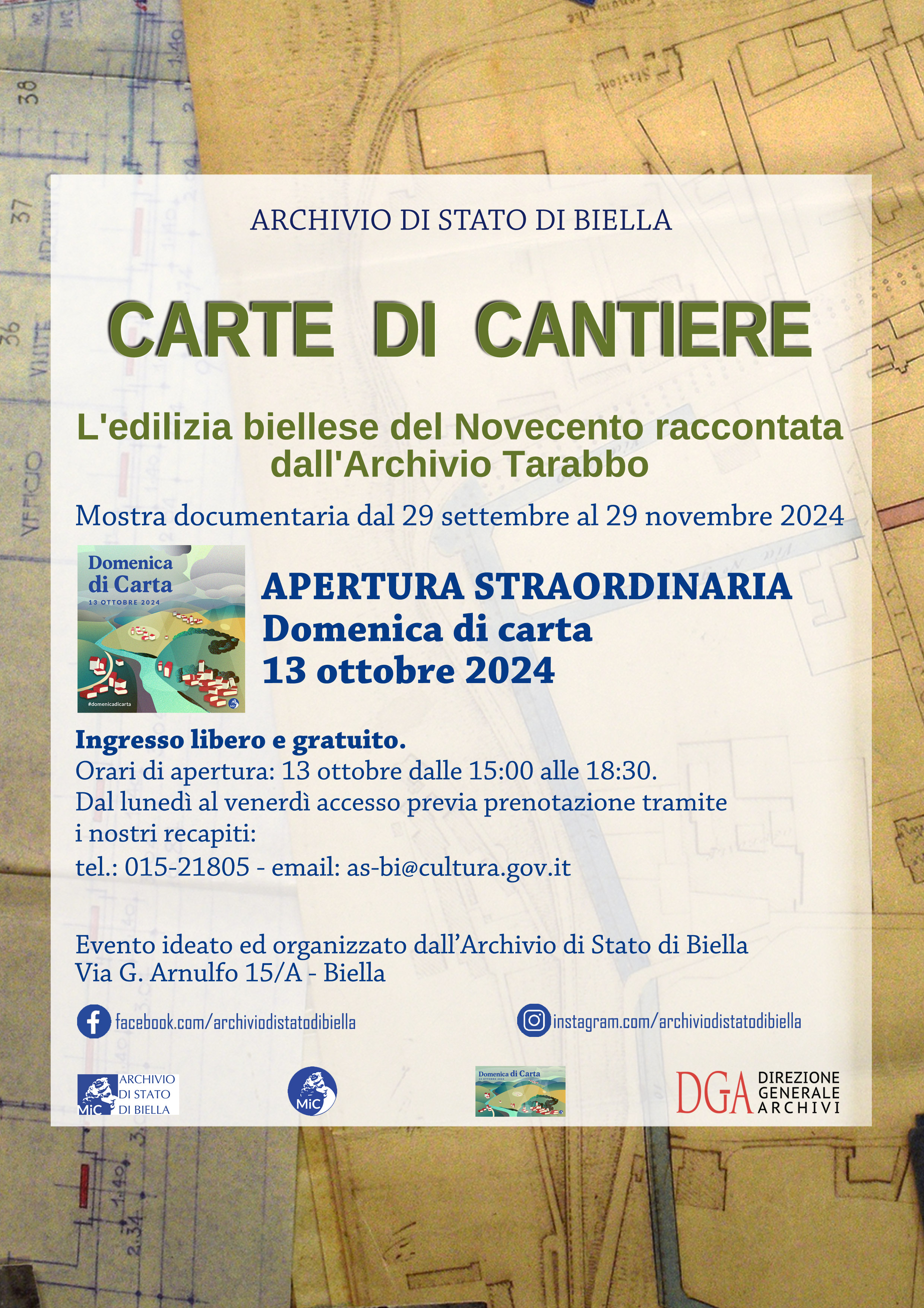 Mostra documentaria "Carte di cantiere. L'edilizia biellese del Novecento raccontata dall'Archivio Tarabbo"