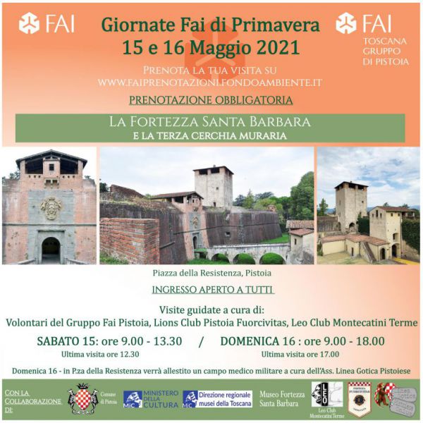 A Pistoia per le Giornate FAI di primavera visite guidate su "La Fortezza di Santa Barbara e la terza cerchia muraria"