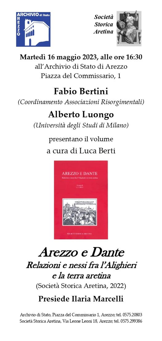 DANTE ALIGHIERI IN TERRA ARETINA, presentazione volume