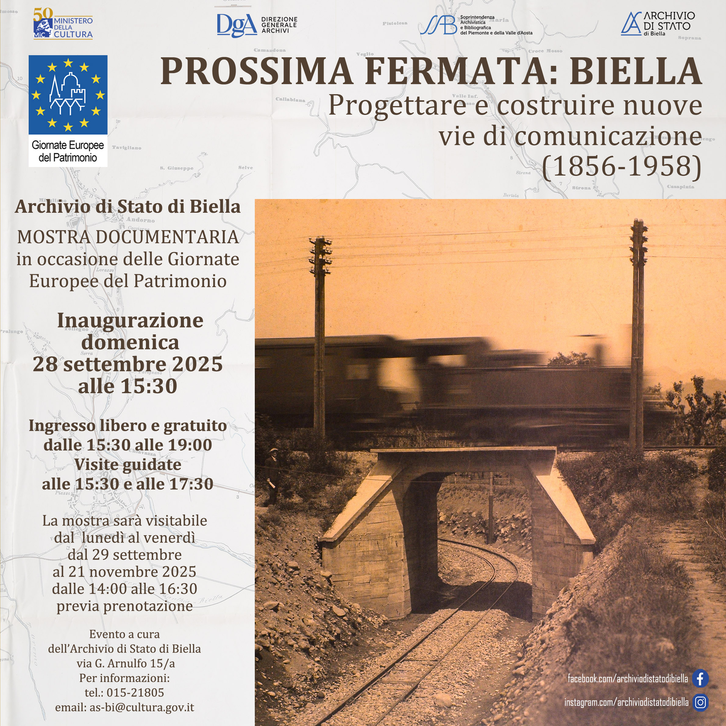 Mostra documentaria PROSSIMA FERMATA: BIELLA. Progettare e costruire nuove vie di comunicazione (1856-1958)