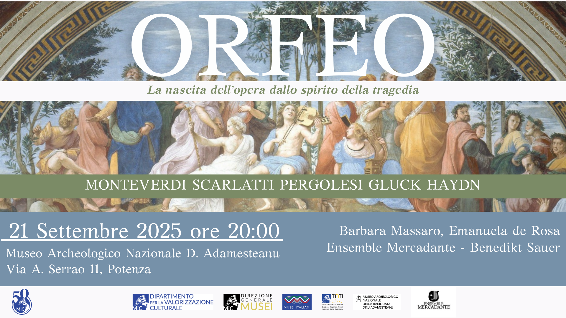 CONCERTO AL MANP: ORFEO, LA NASCITA DELL’OPERA DALLO SPIRITO DELLA TRAGEDIA