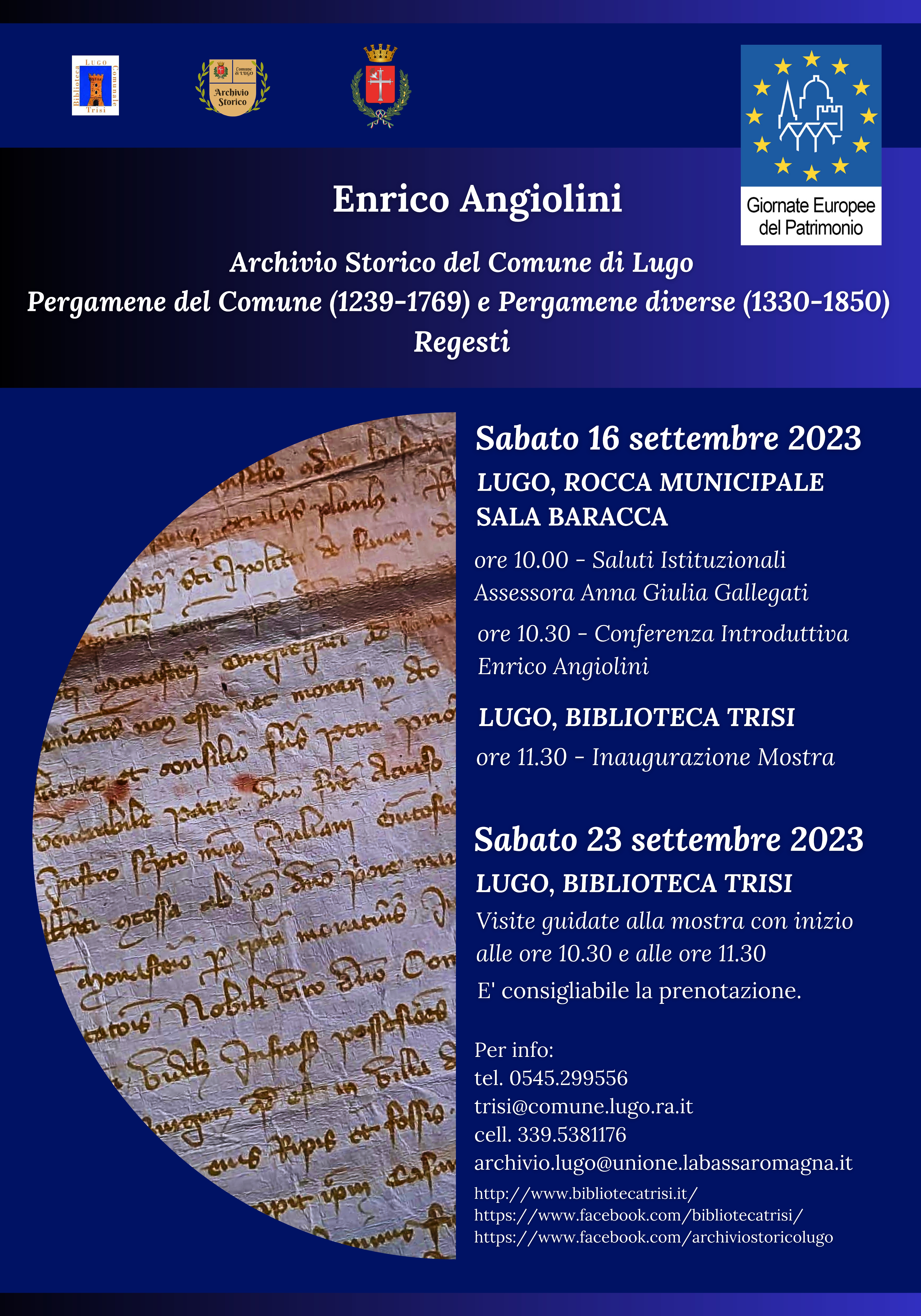 Archivio storico del Comune di Lugo. Pergamenen del Comune (1239-1769) e Pergamenen diverse (1330-1850). Visita guidata all’esposizione