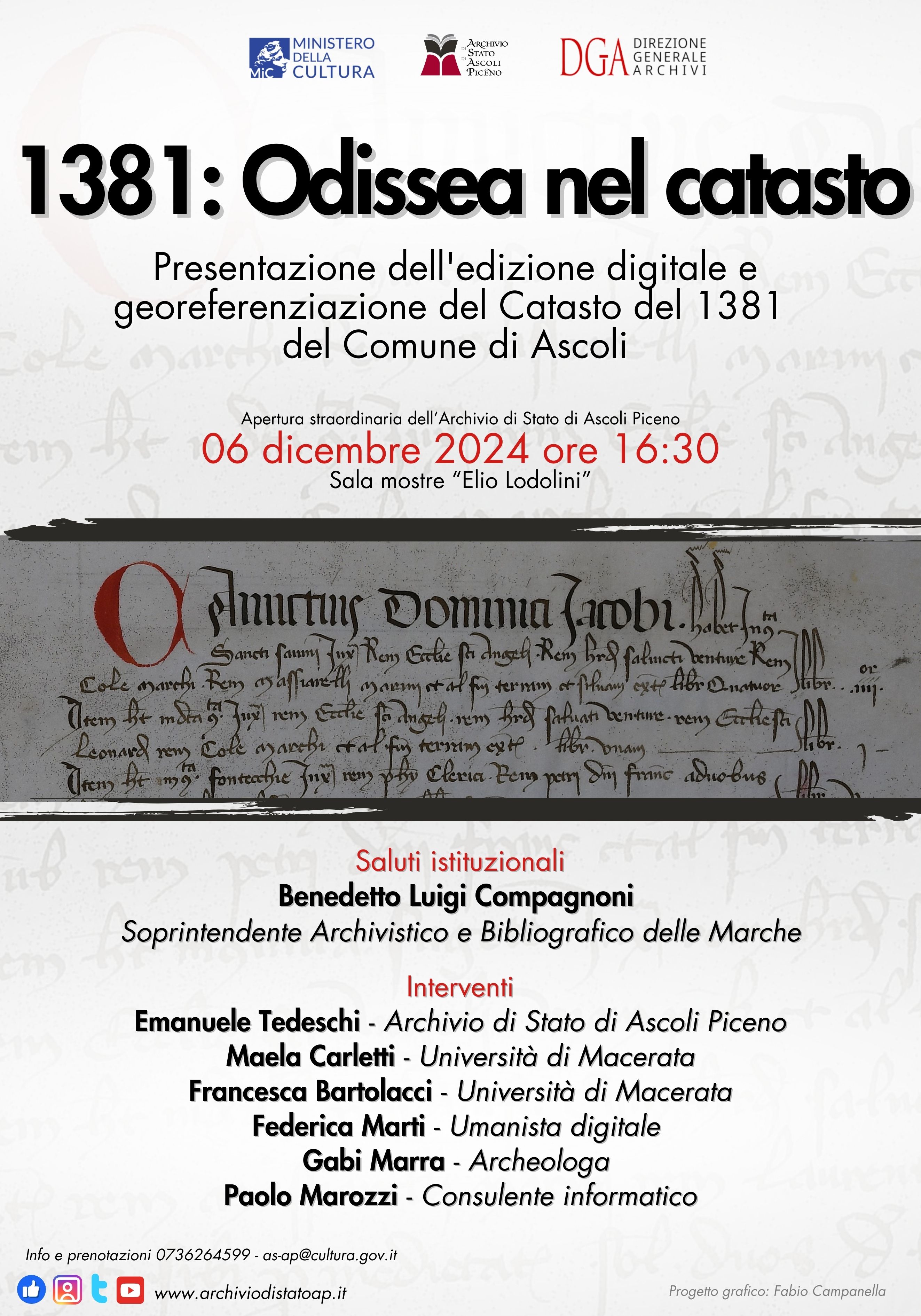 1381: Odissea nel catasto, Presentazione dell'edizione digitale e georeferenziazione del Catasto del 1381 del Comune di Ascoli.