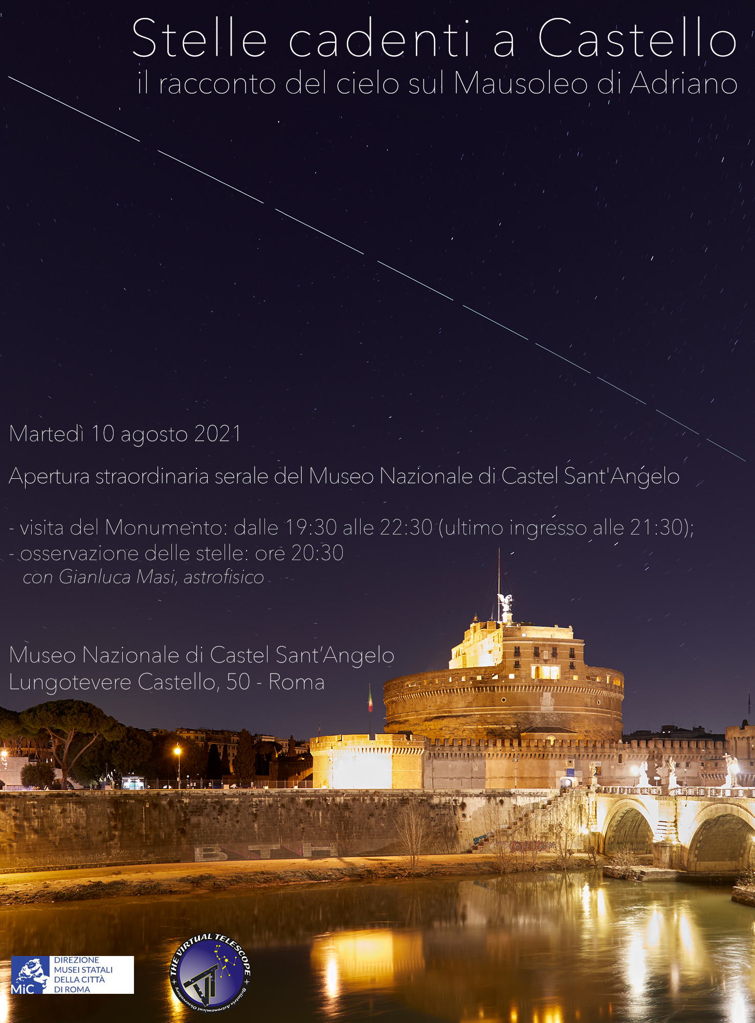 Stelle Cadenti a Castello: il racconto del cielo sul Mausoleo di Adriano