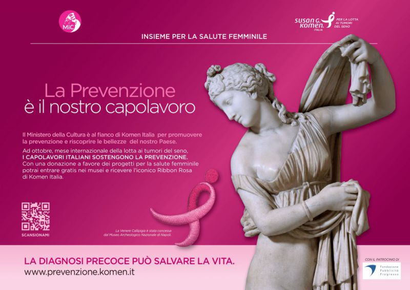 "La prevenzione è il nostro capolavoro". Per il mese internazionale della prevenzione del tumore al seno, ingresso gratuito in alcuni musei statali per i donatori KOMEN