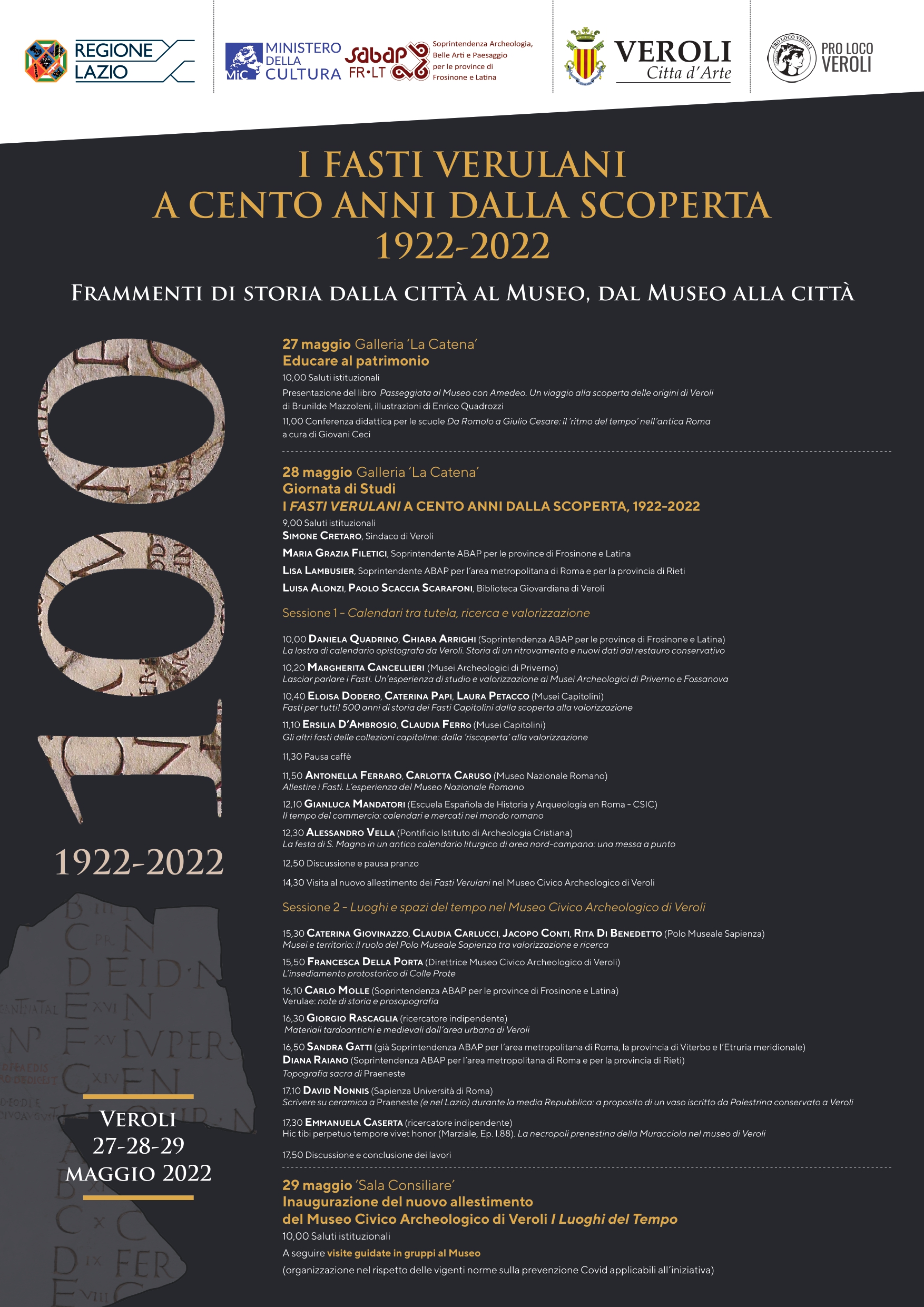 I Fasti Verulani a cento anni dalla scoperta