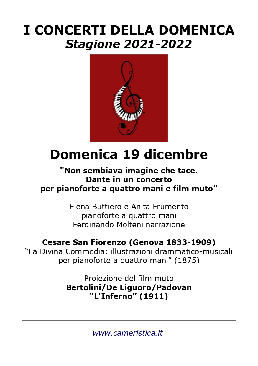 “Non sembiava imagine che tace” Dante in un concerto per pianoforte a quattro mani e film muto - Un viaggio tra cinema e musica