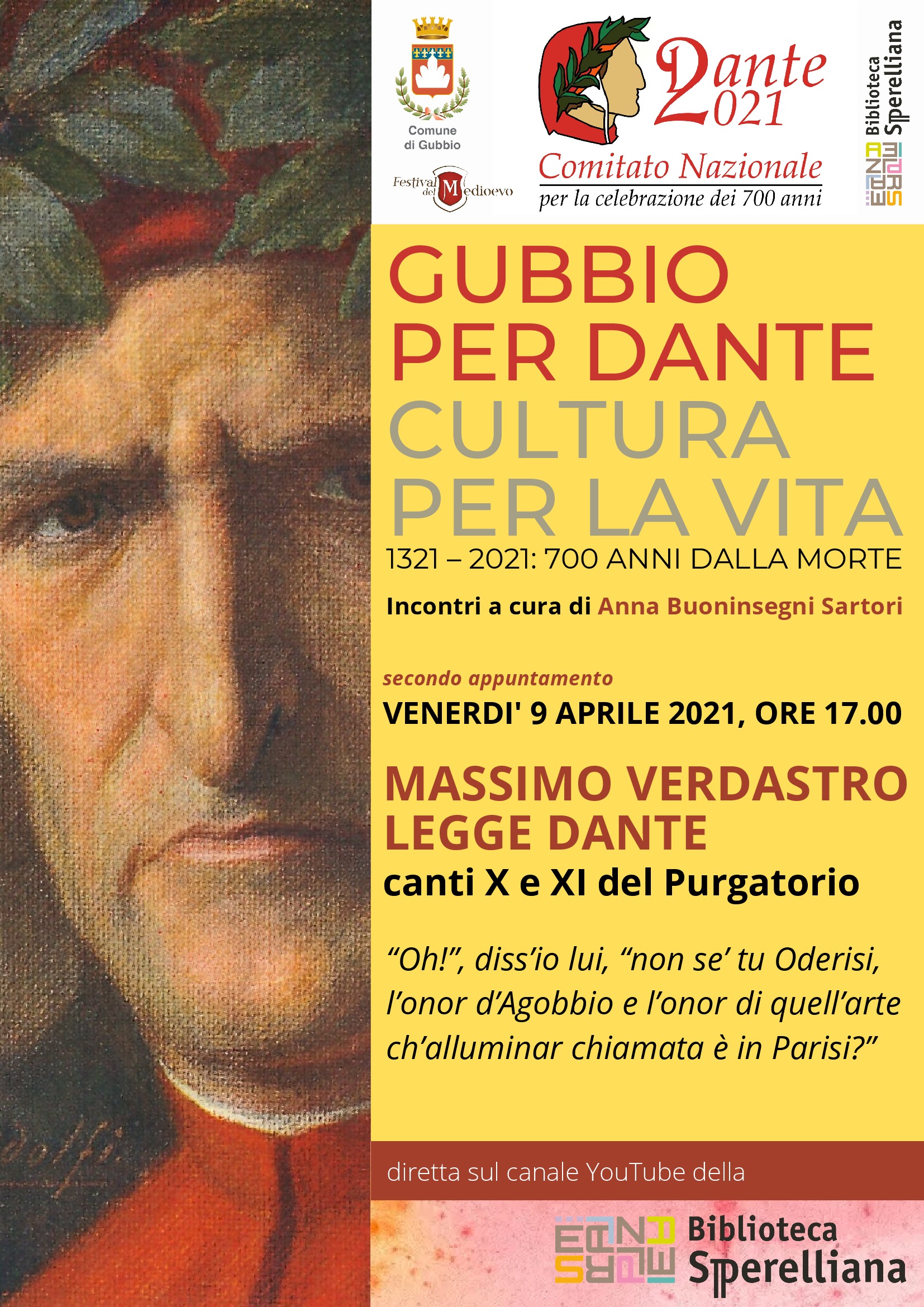 GUBBIO PER DANTE. Cultura per la vita. 1321-2021: 700 anni dala morte
