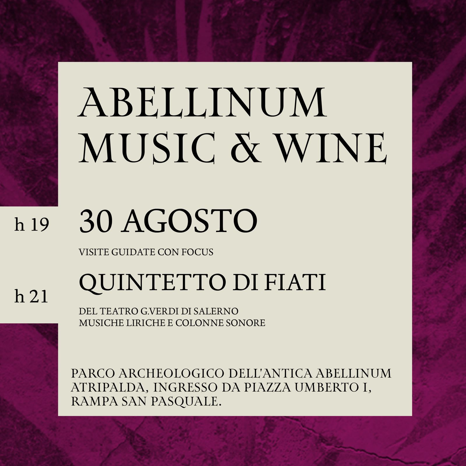 Abellinum Events: Wine & Music - serata conclusiva 30 agosto 2024