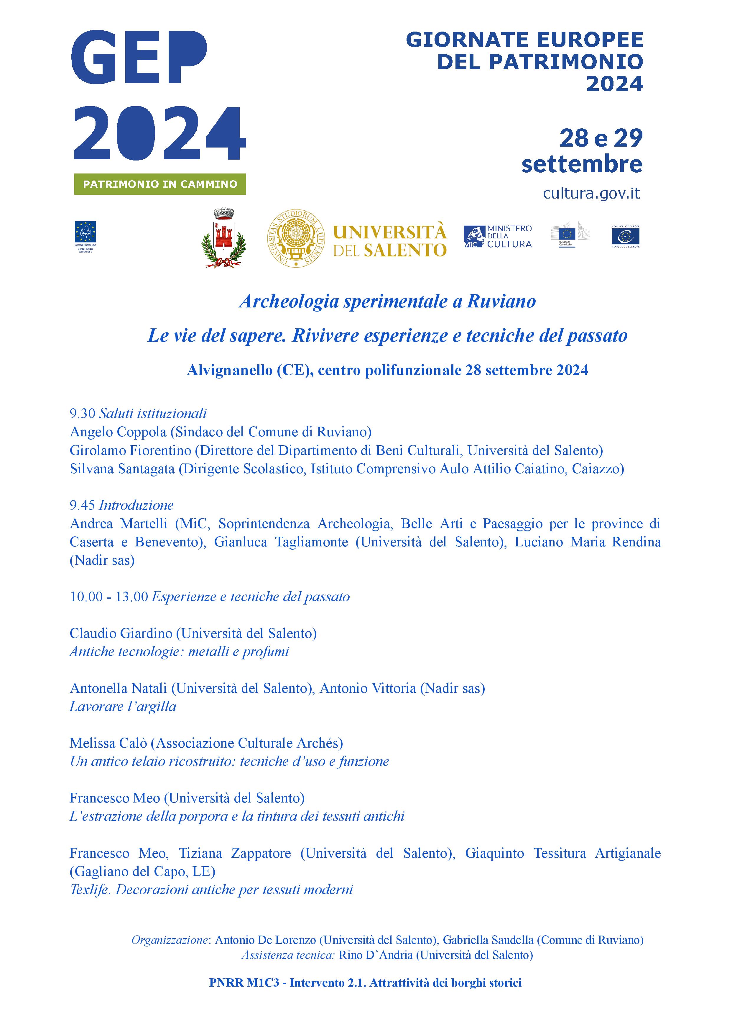 GEP 2024 - Archeologia sperimentale a Ruviano. Le vie del sapere: rivivere esperienze e tecniche del passato