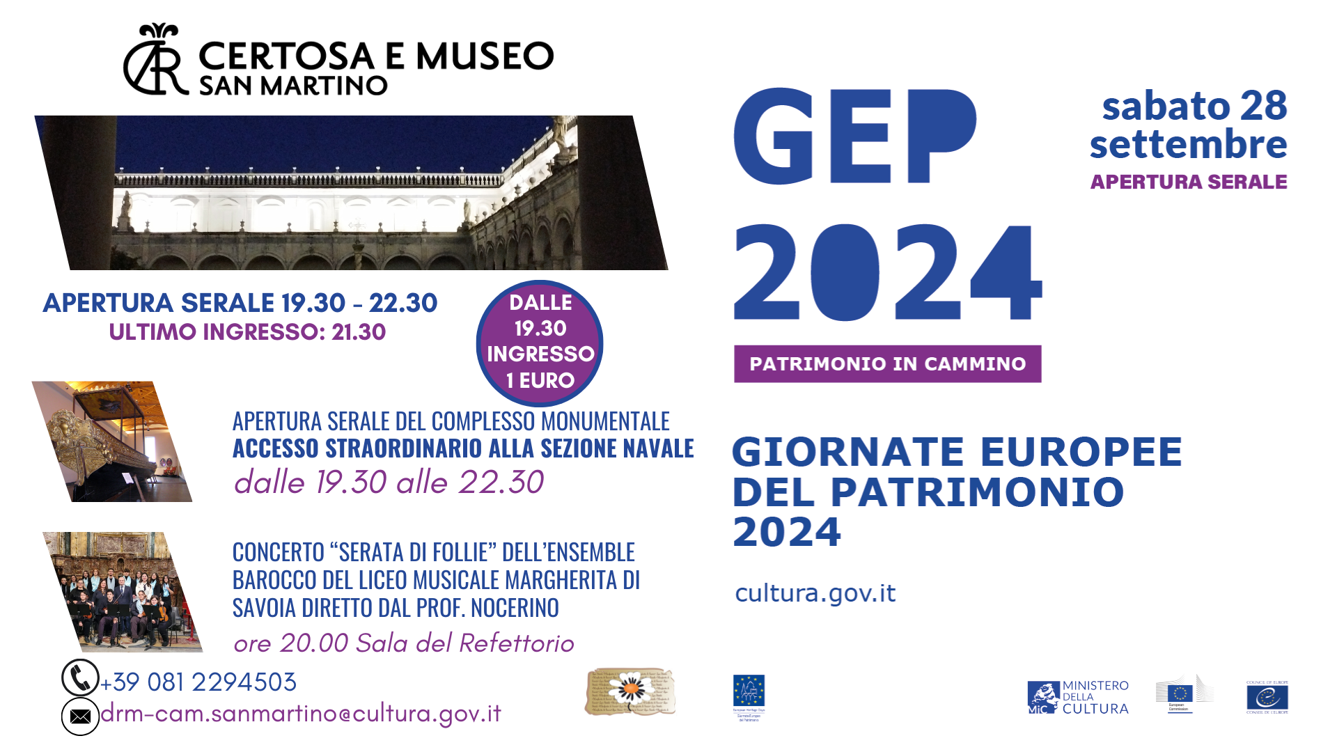GEP 2024 - Apertura serale straordinaria e concerto degll'Ensemble Barocco del Liceo musicale Margherita di Savoia