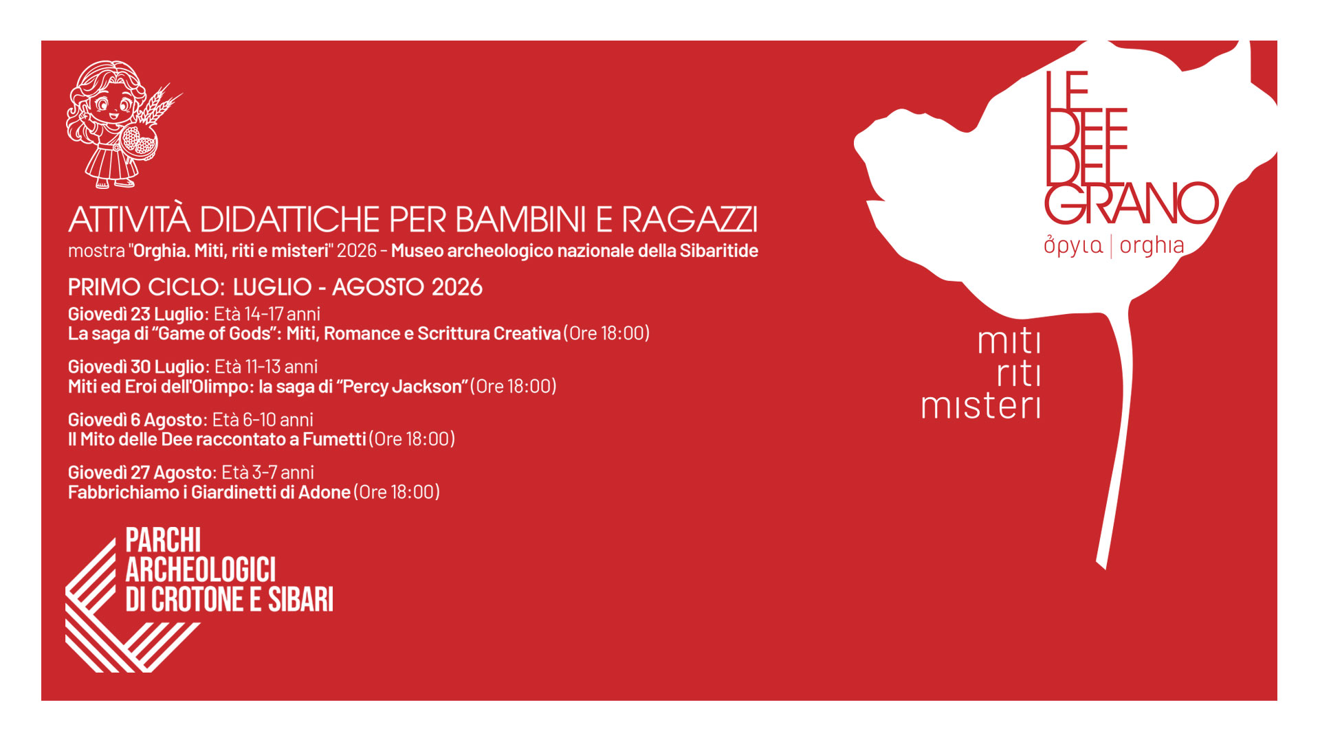 Fabbrichiamo i giardinetti di Adone Attività - Laboratorio didattico - 27 agosto 2026 - Museo archeologico nazionale della Sibaritide