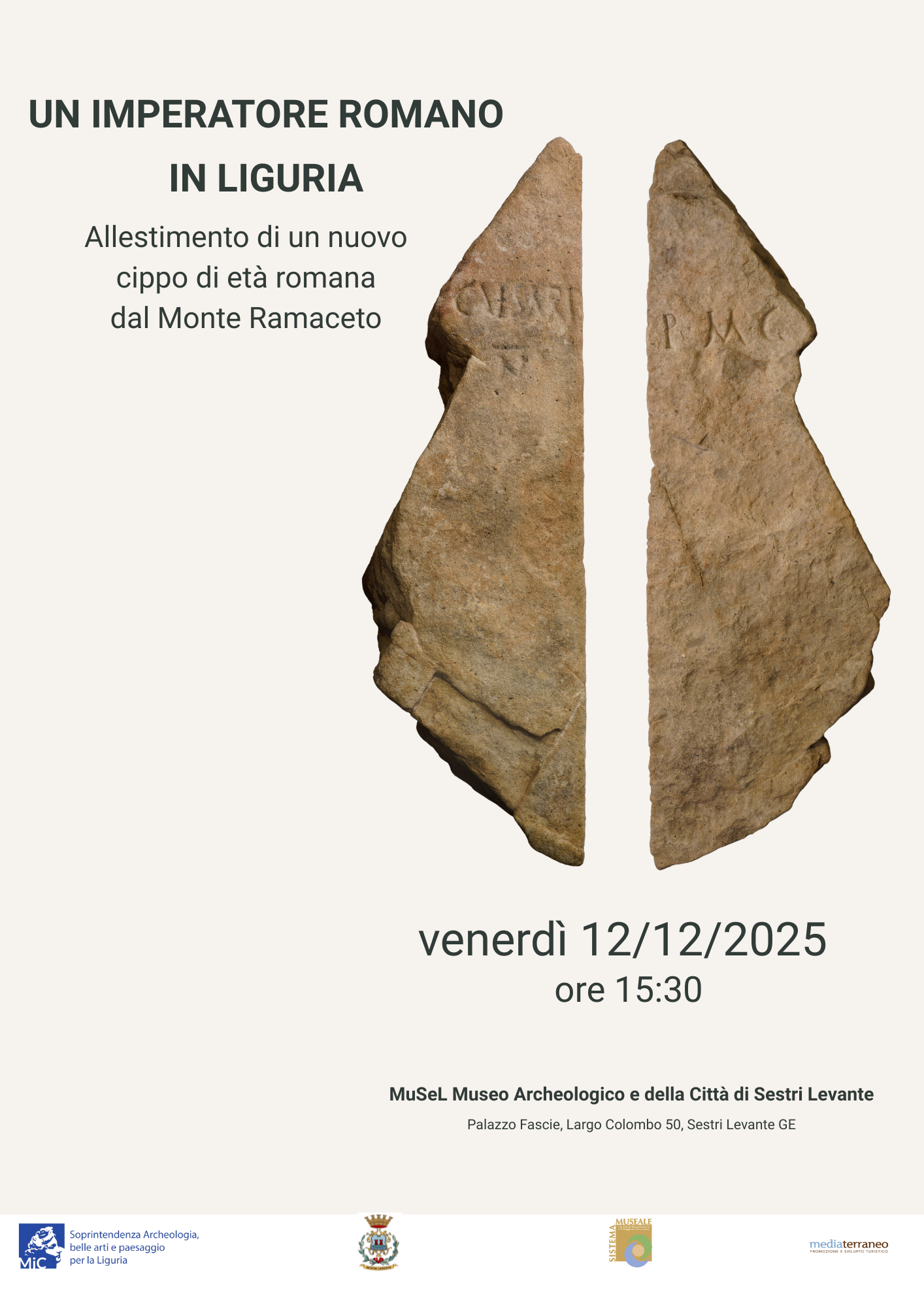 Allestimento di un nuovo cippo di età romana dal Monte Ramaceto