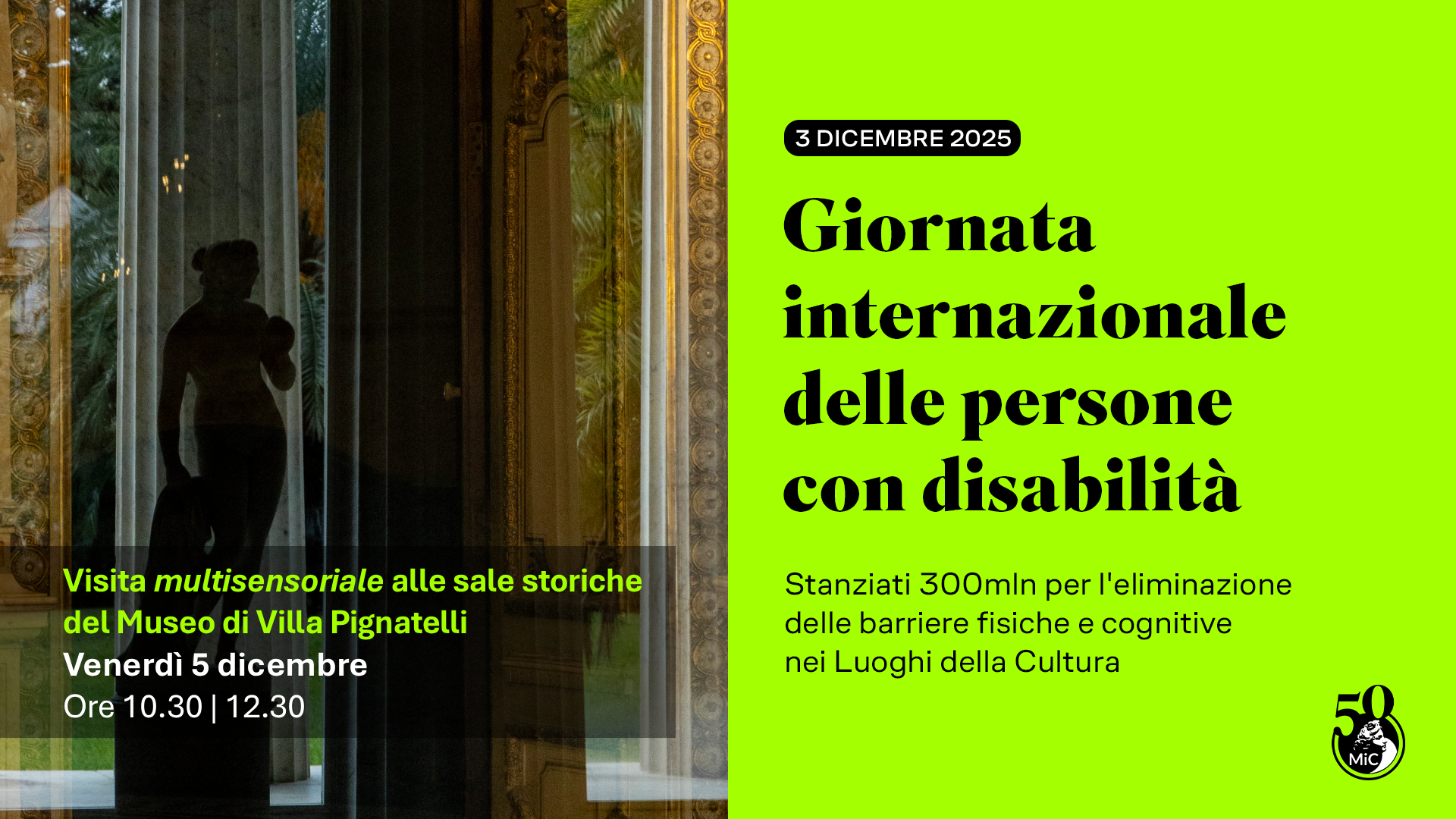 Il Palazzo Reale di Napoli e il Museo Pignatelli aderiscono alla Giornata internazionale della disabilità 2025-2