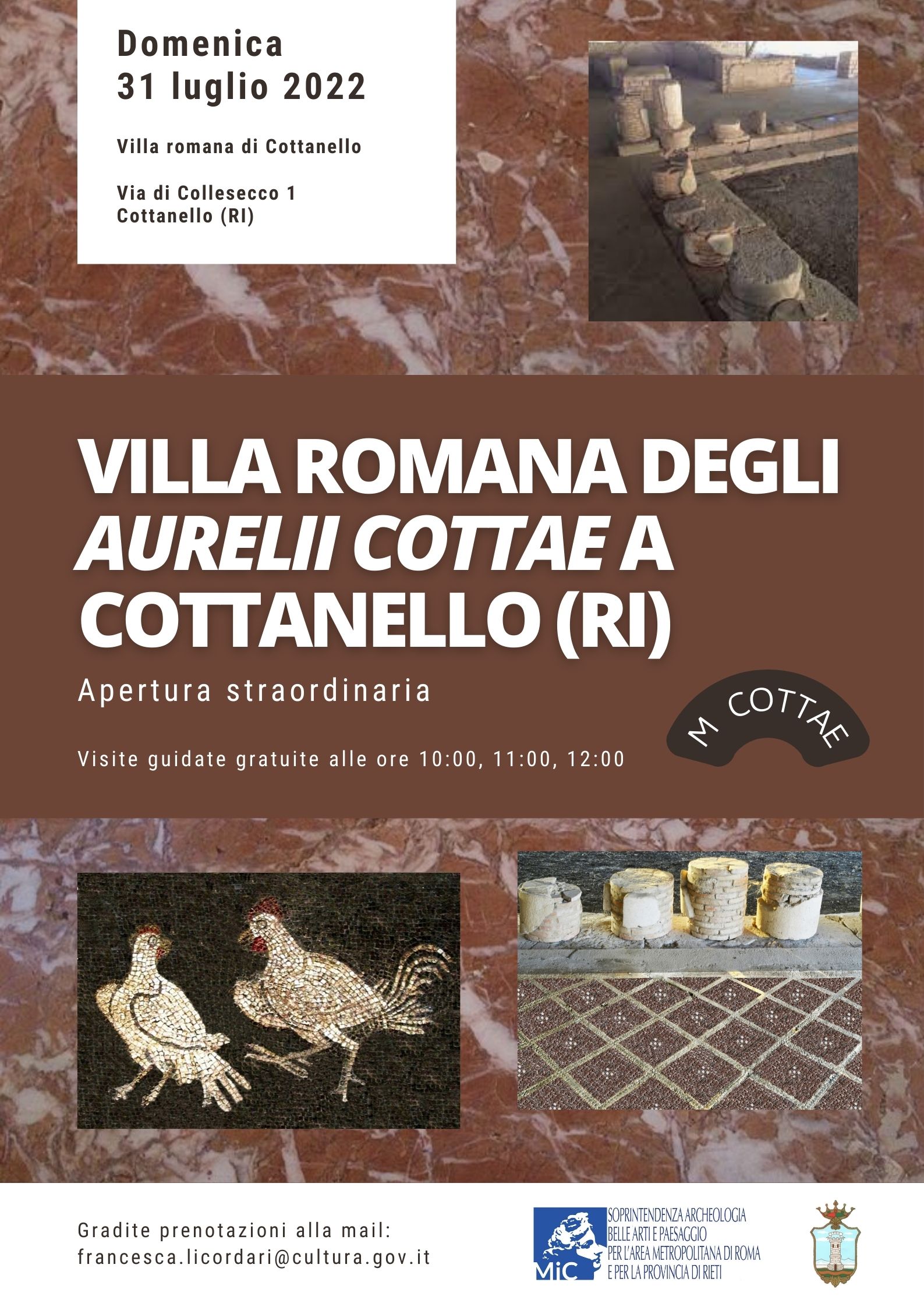 Apertura straordinaria delle aree archeologiche della provincia di Rieti – Villa romana degli Aurelii Cottae