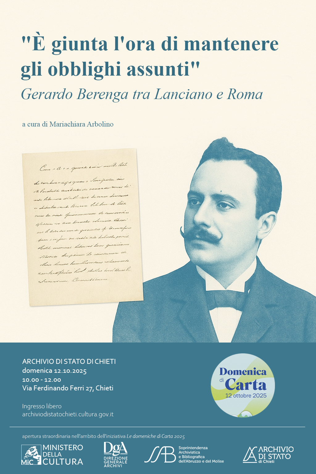 "È giunta l'ora di mantenere gli obblighi assunti. Gerardo Berenga tra Lanciano e Roma"