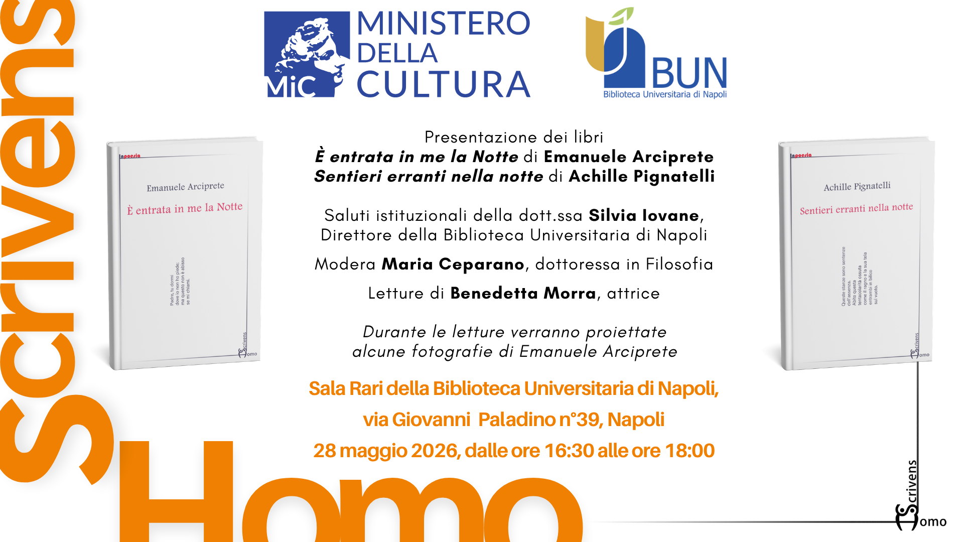 Presentazione dei libri: “È entrata in me la Notte” e “Sentieri erranti nella notte”