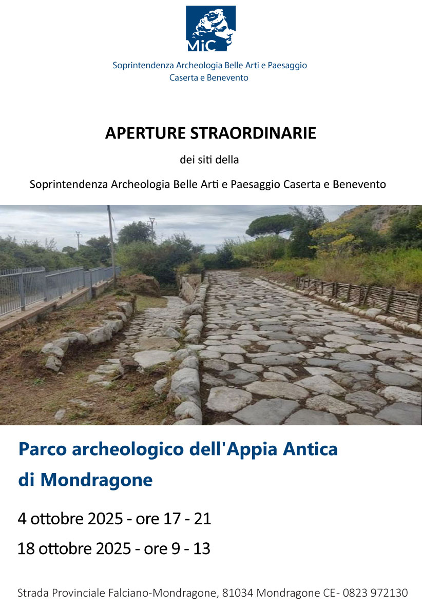 Autunno 2025: Visite guidate gratuite nei luoghi della Soprintendenza Archeologia belle arti e paesaggio per le province di Caserta e Benevento