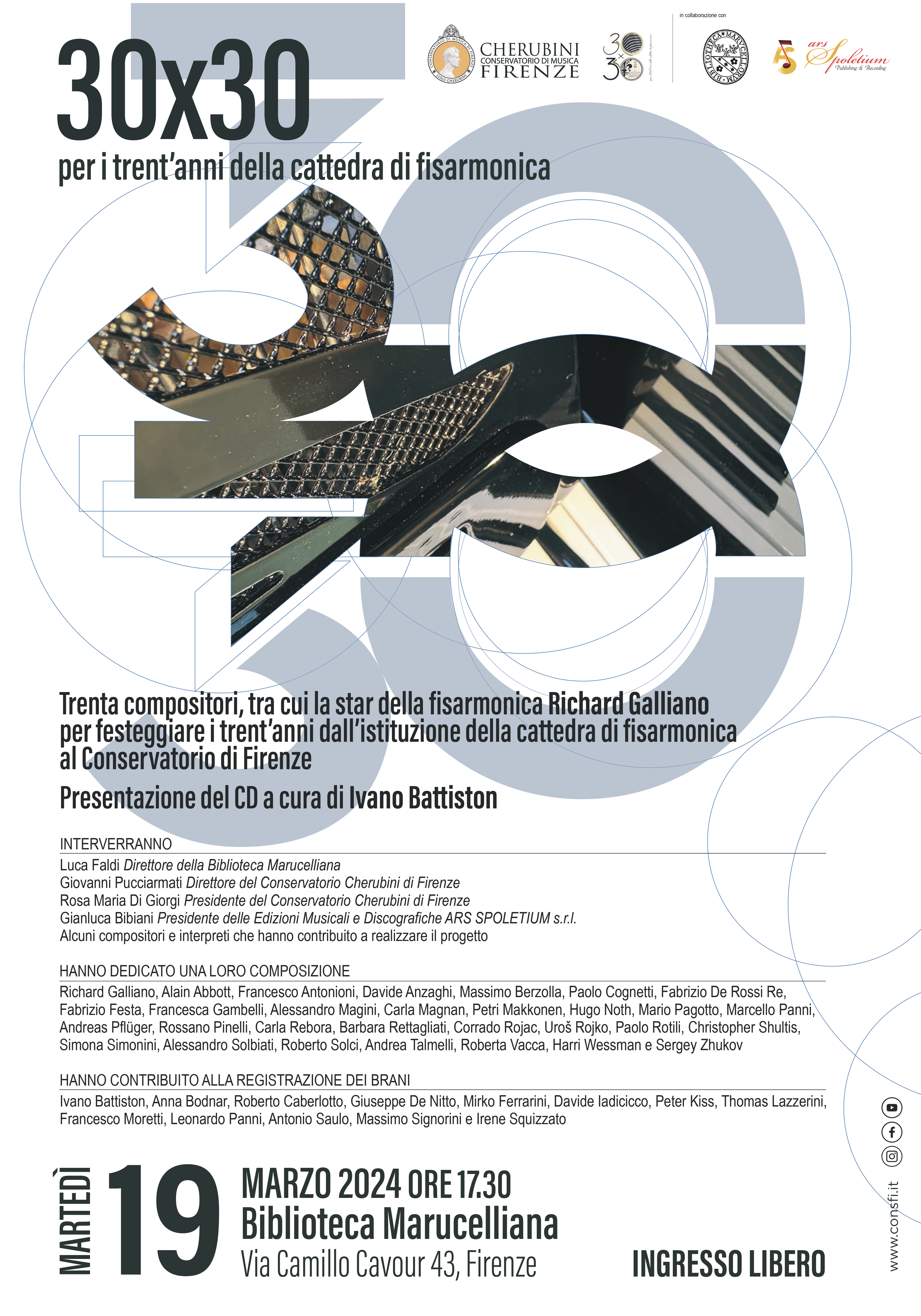 30 X 30 | Trenta compositori per festeggiare i TRENTA anni dall'istituzione della cattedra di fisarmonica al Conservatorio di Firenze