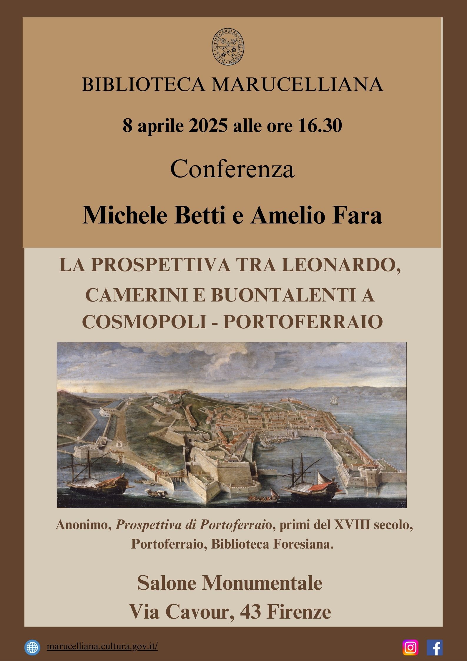 Conferenza di Michele Betti e Amelio Fara: "La prospettiva tra Leonardo, Camerini e Buontalenti a Cosmopoli-Portoferraio"