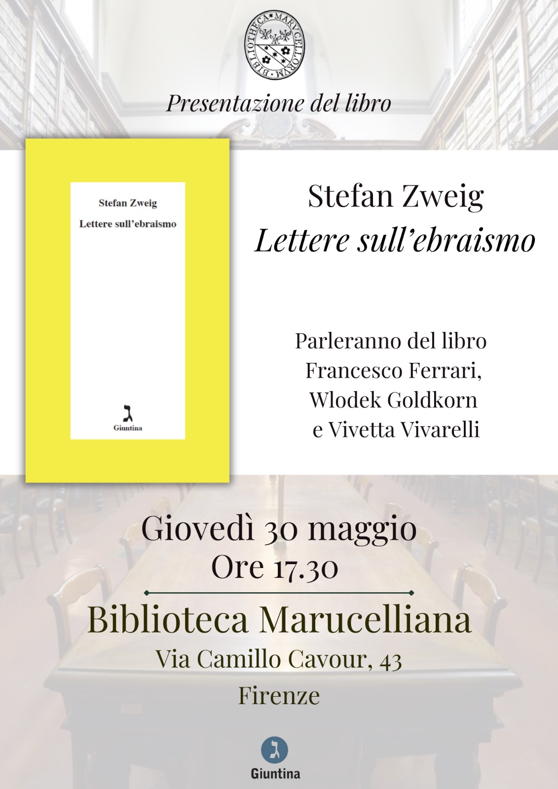Presentazione del libro di Stefan Zweig LETTERE SULL’EBRAISMO