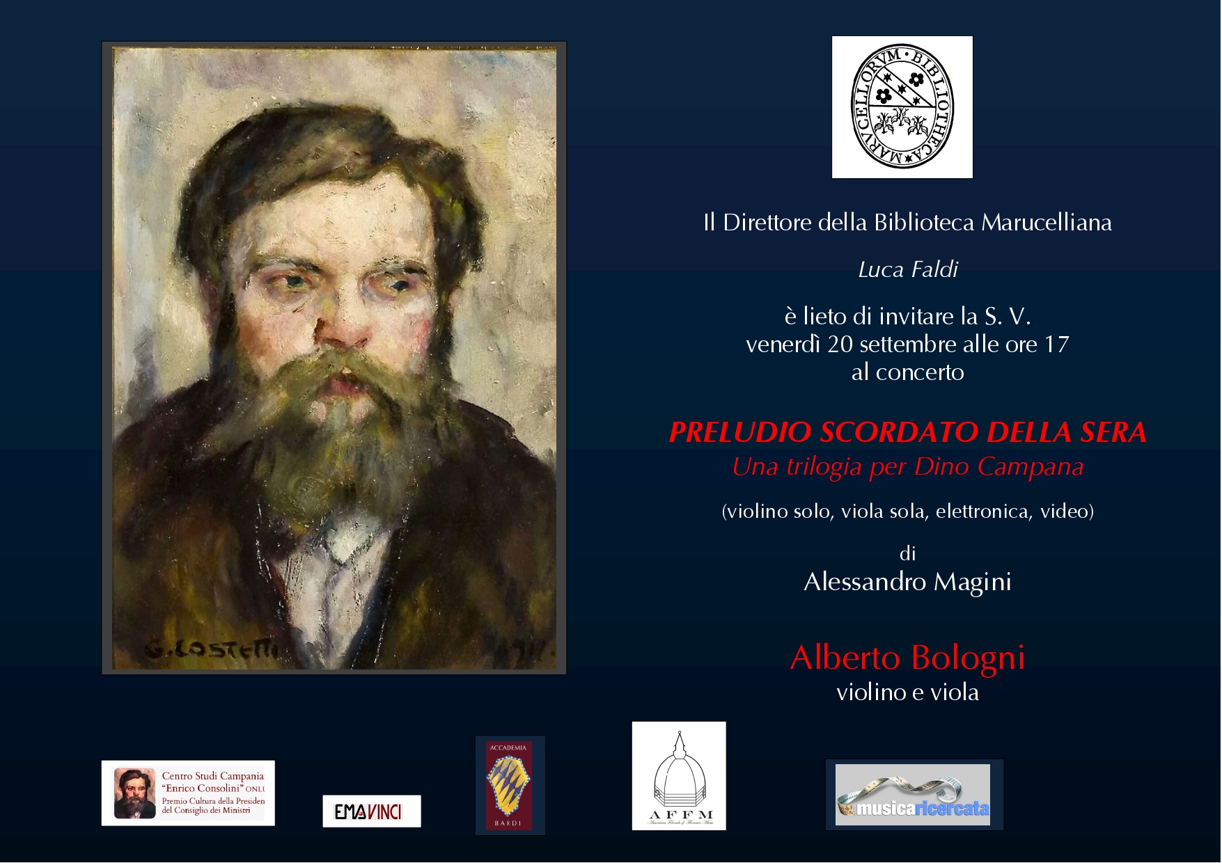 Concerto PRELUDIO SCORDATO DELLA SERA Una trilogia per Dino Campana