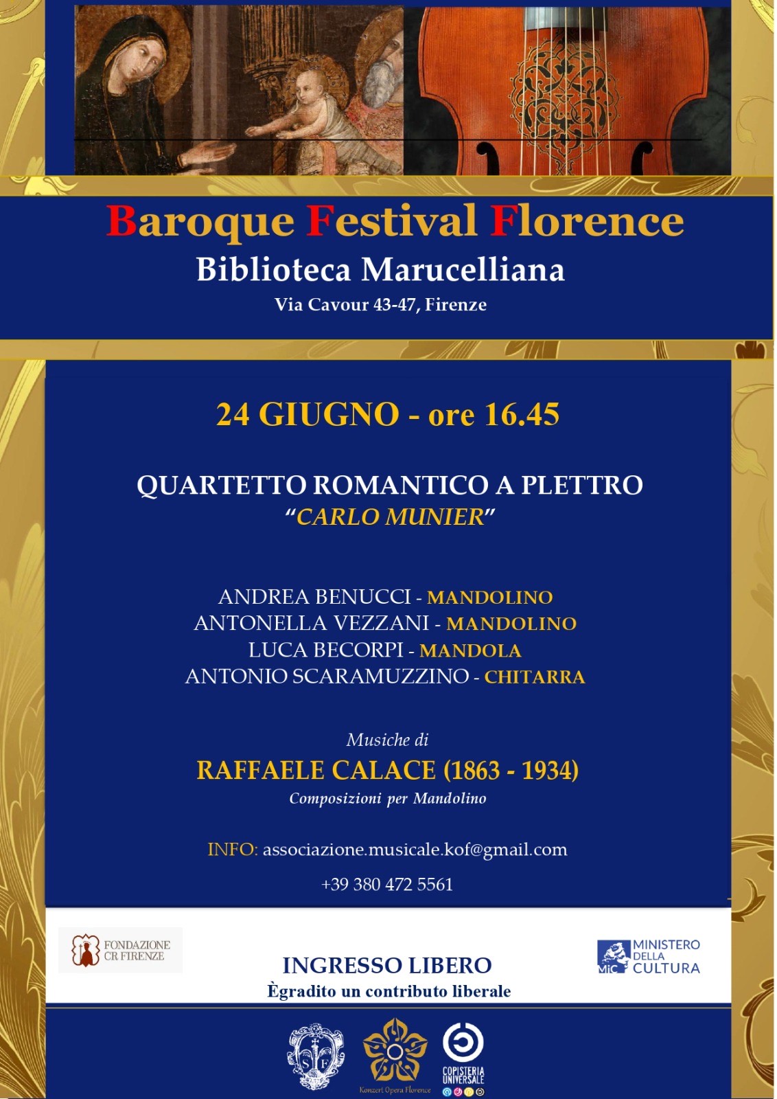 Rassegna "BAROQUE FESTIVAL FLORENCE" alla Marucelliana