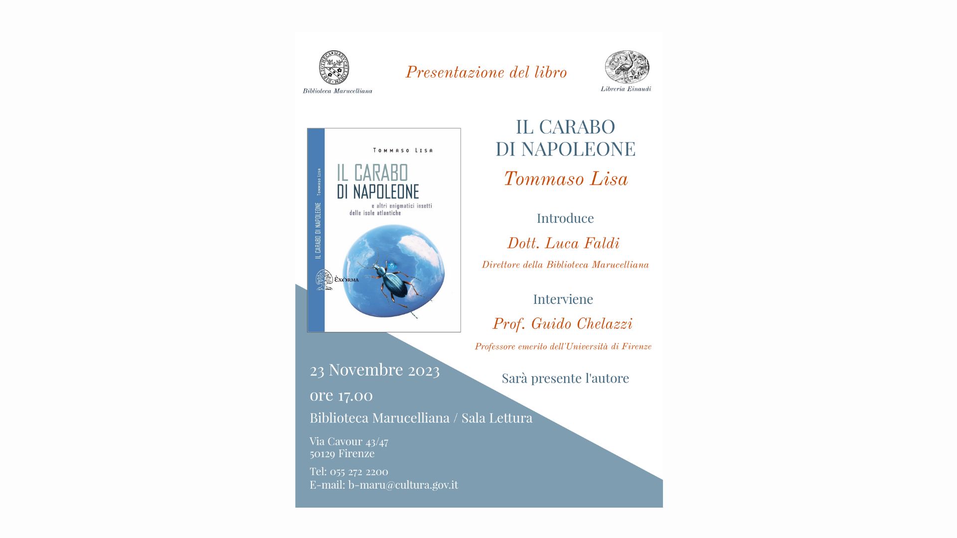 Presentazione del libro di Tommaso Lisa IL CARABO DI NAPOLEONE