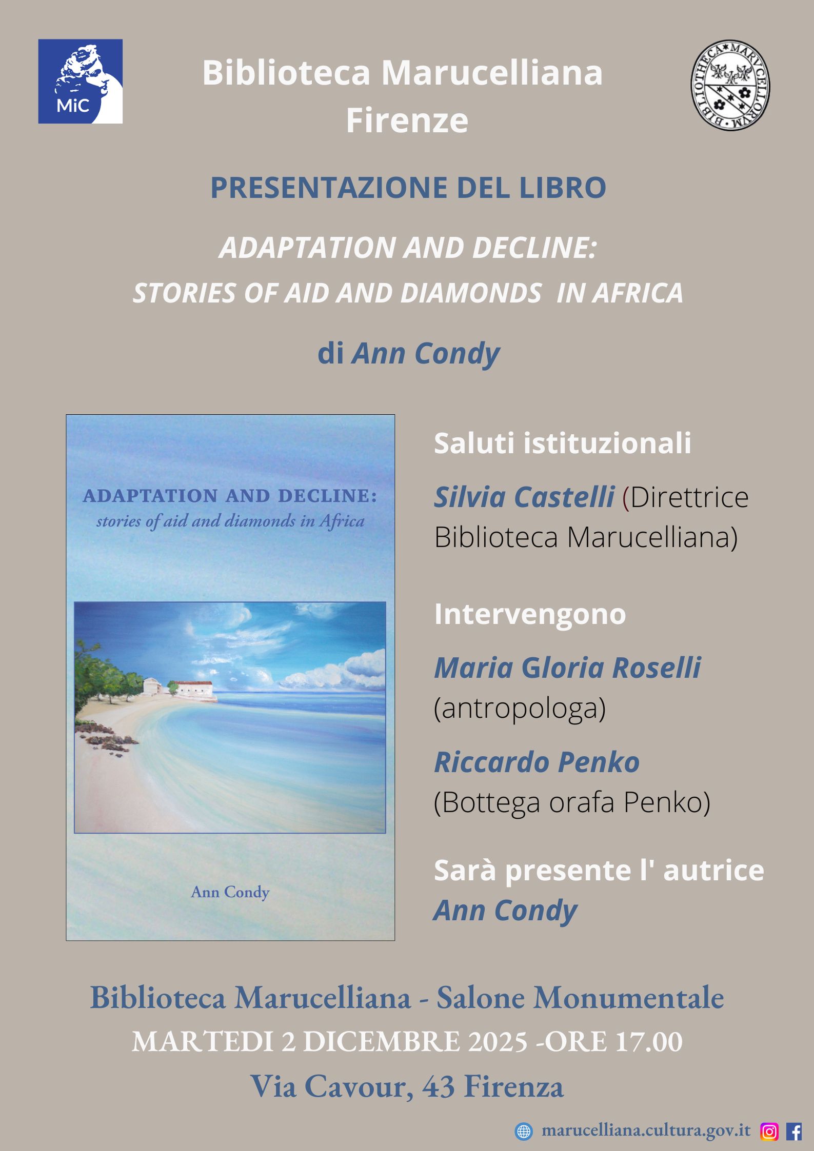 Presentazione del libro ADAPTATION AND DECLINE: STORIES OF AID AND DIAMONDS IN AFRICA di Ann Condy