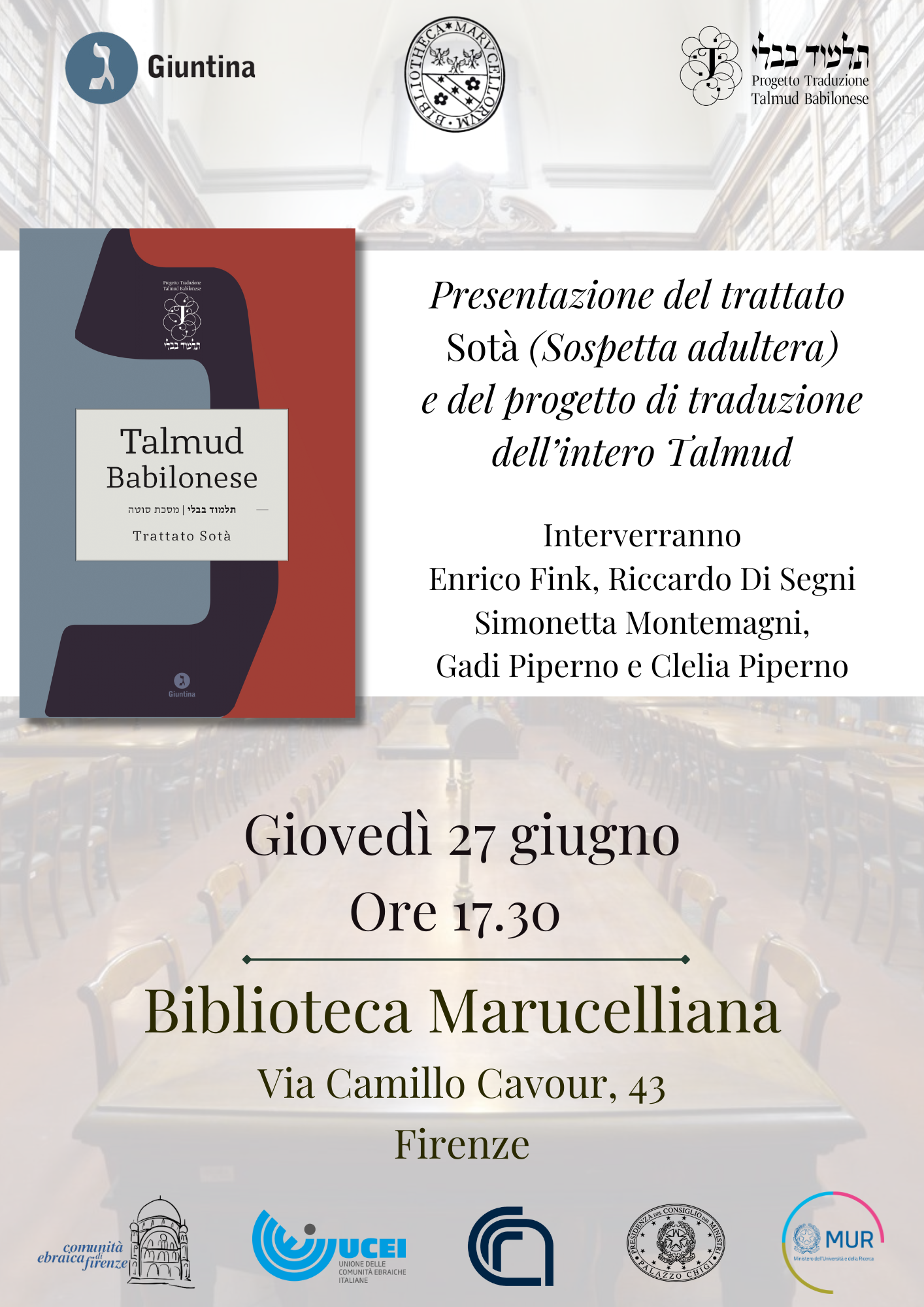 Presentazione del trattato Sotà e del progetto di traduzione del Talmud