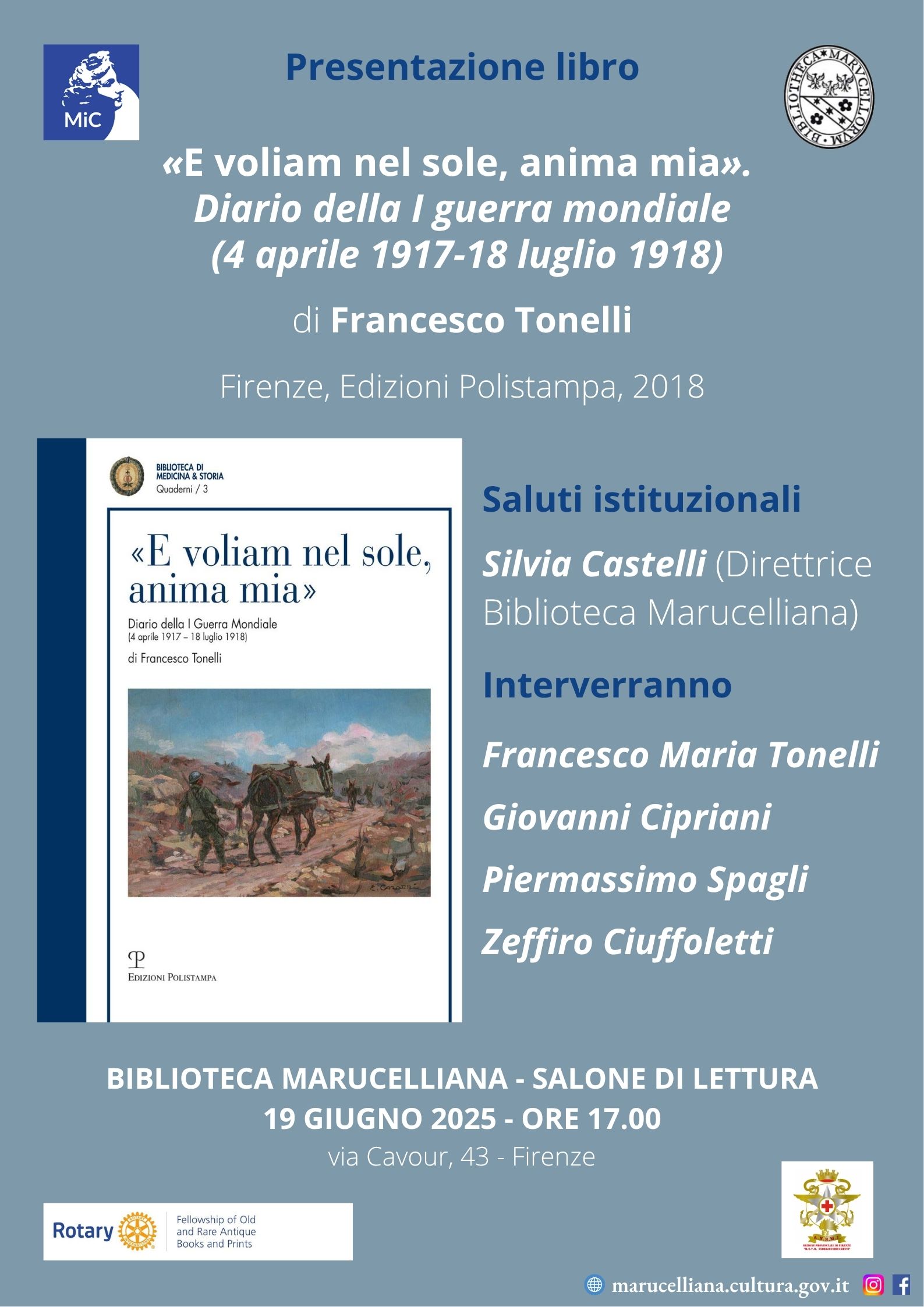 Presentazione del libro “E VOLIAM NEL SOLE, ANIMA MIA”: Diario della I guerra mondiale, di Francesco Tonelli