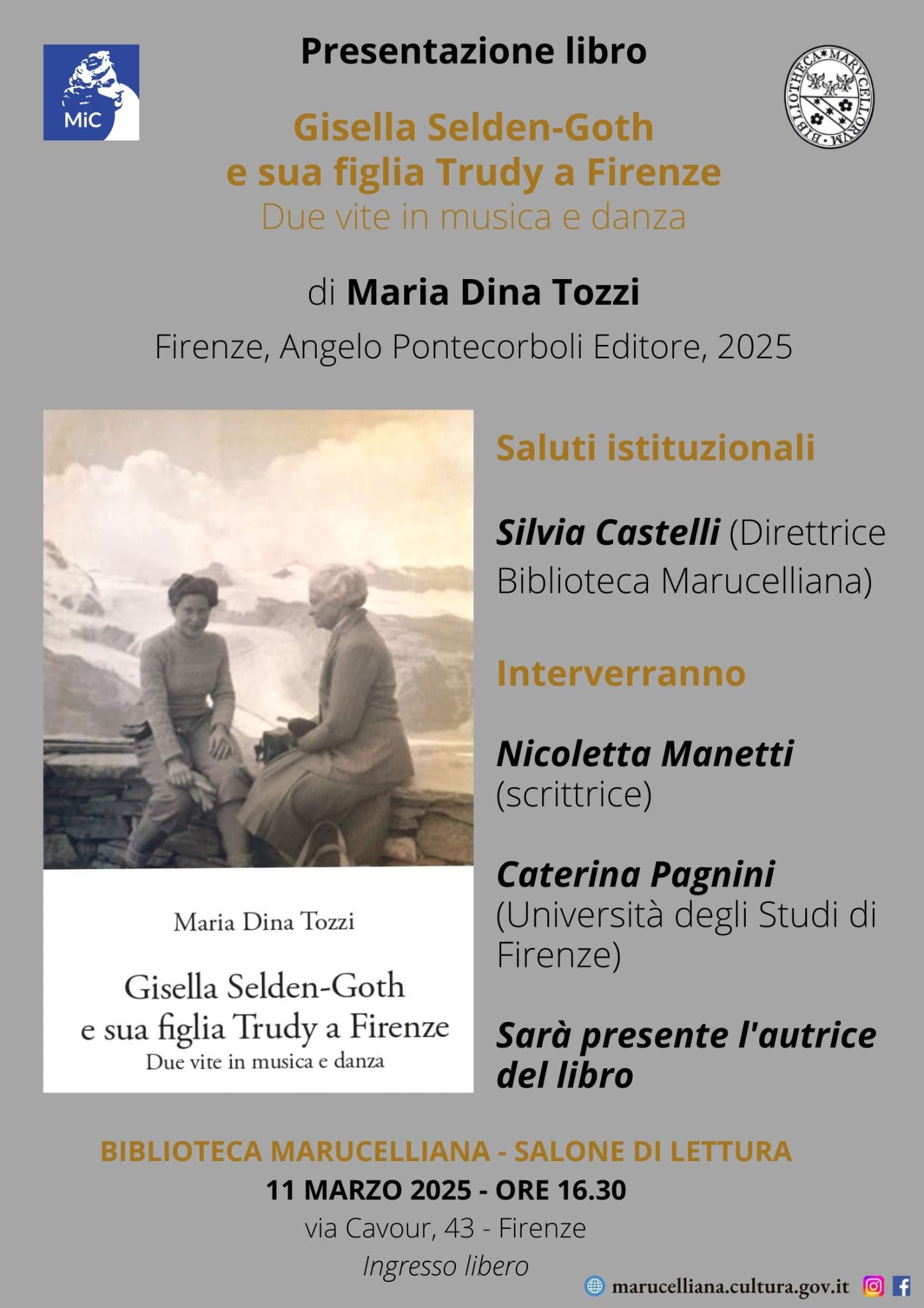 Presentazione libro: "Gisella Selden-Goth e sua figlia Trudy a Firenze”, di Maria Dina Tozzi - 11 marzo 2025