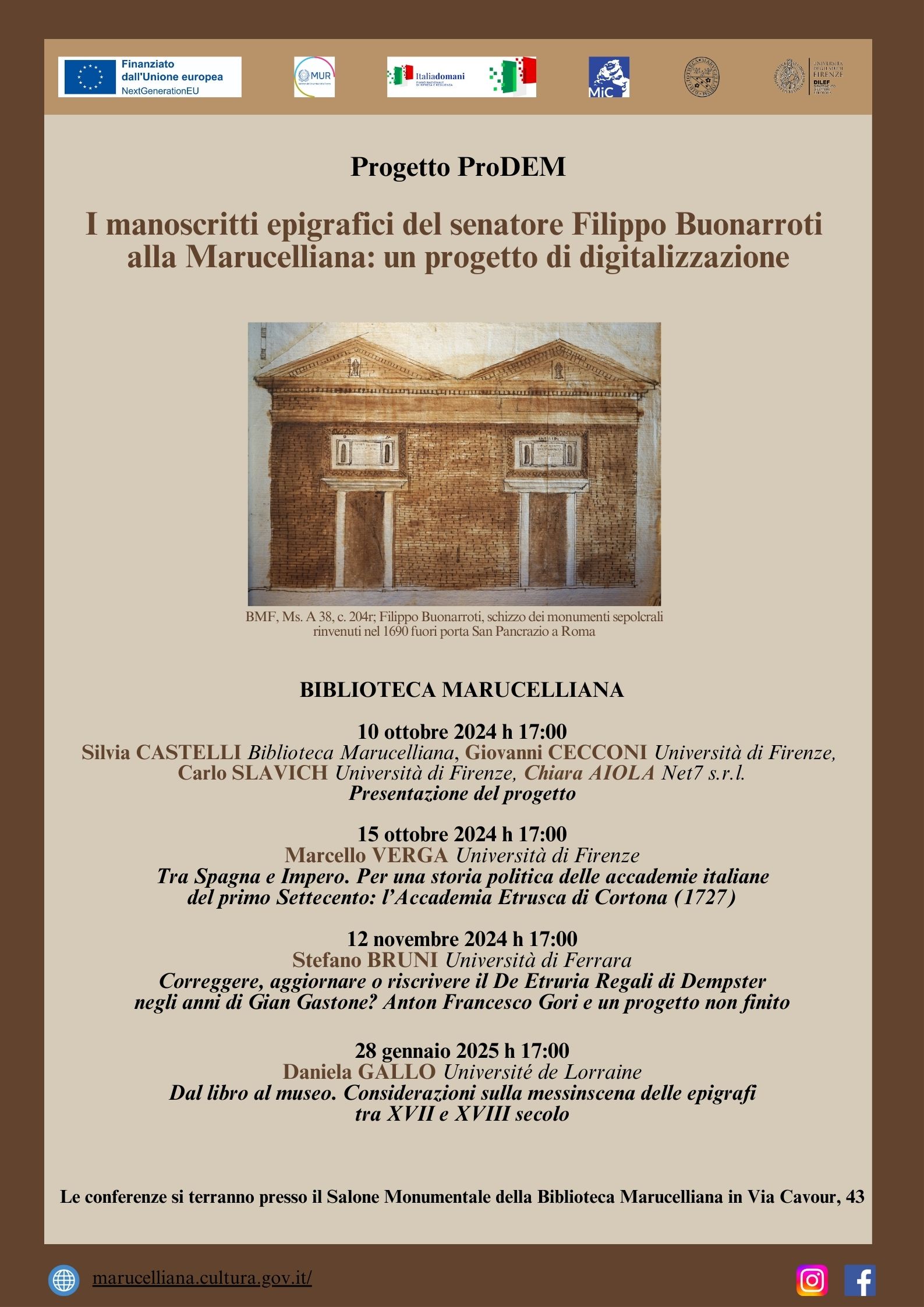 Progetto Prodem. I manoscritti epigrafici del senatore Filippo Buonarroti alla Marucelliana: un progetto di digitalizzazone.