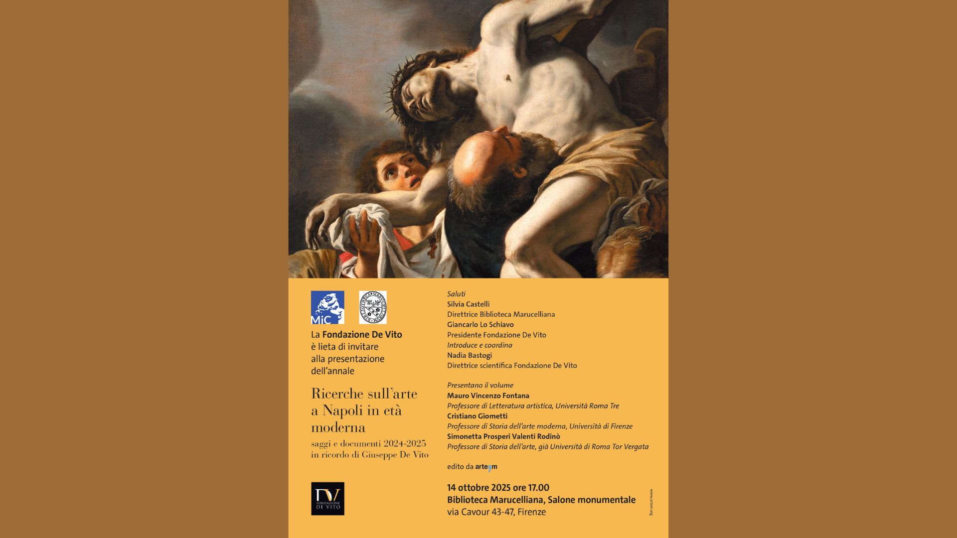 Presentazione del volume “Ricerche sull’arte a Napoli in età moderna. Saggi e documenti 2024–2025”, in ricordo di Giuseppe De Vito.