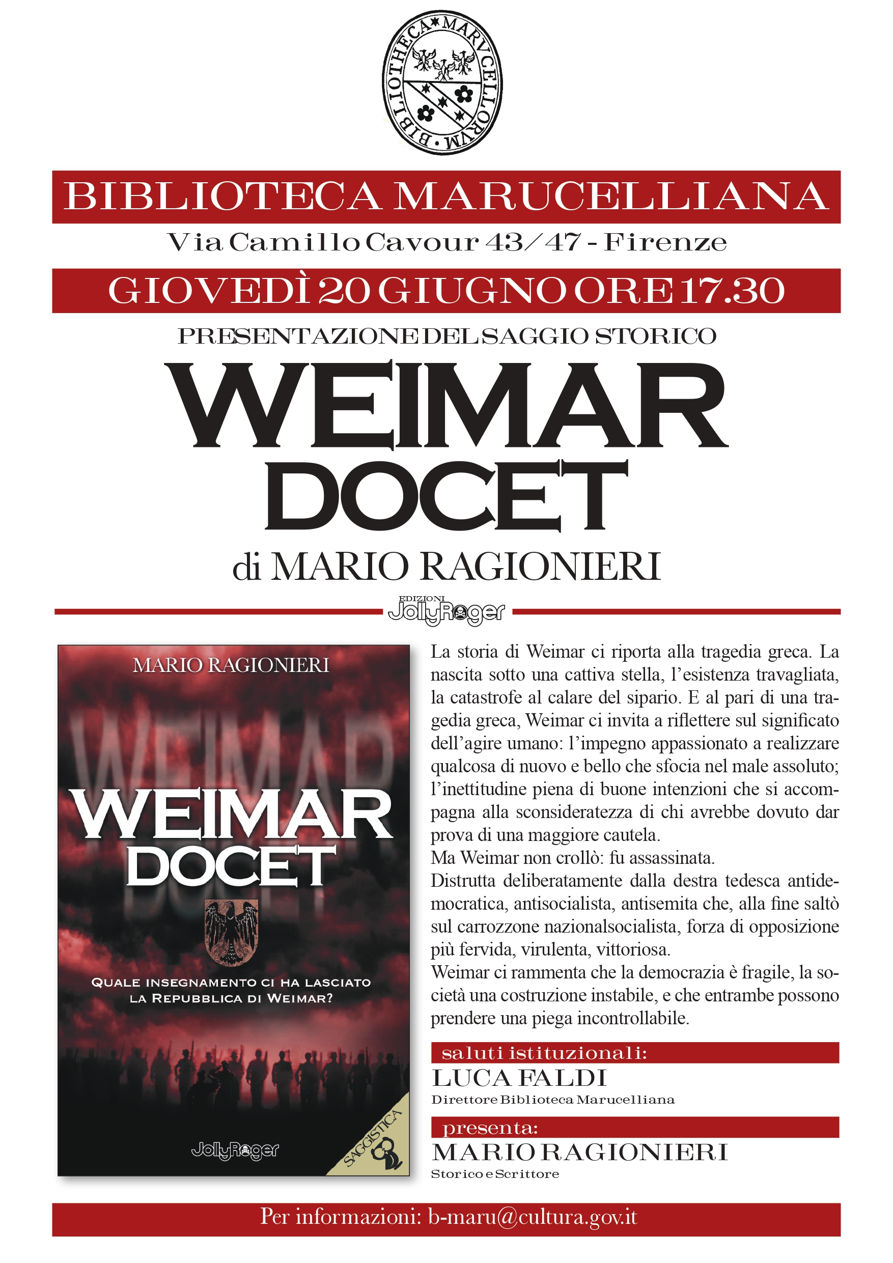 Presentazione del libro WEIMAR DOCET di Mario Ragionieri