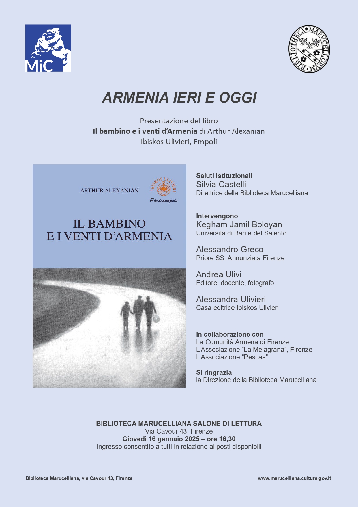 Presentazione del libro: "Il bambino e i venti d’Armenia", di Arthur Alexanian, Ibiskos Ulivieri Edizioni, Empoli