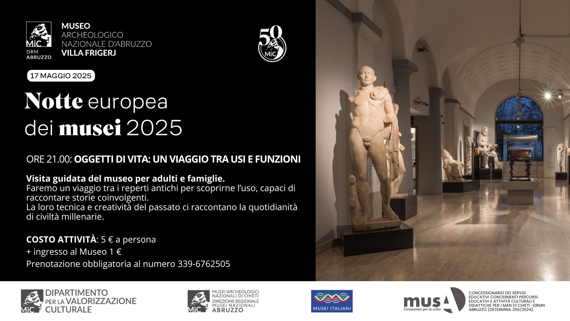 Notte dei Musei 2025 - Museo archeologico nazionale d'Abruzzo Villa Frigerj Chieti