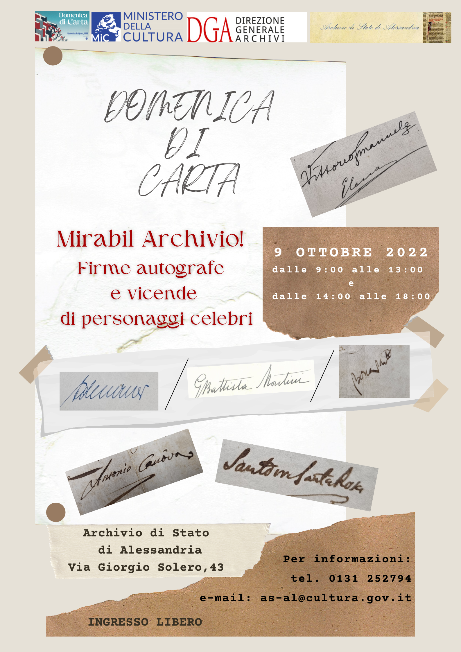 Domenica di carta 2022. Mirabil Archivio! Firme autografe e vicende di personaggi celebri