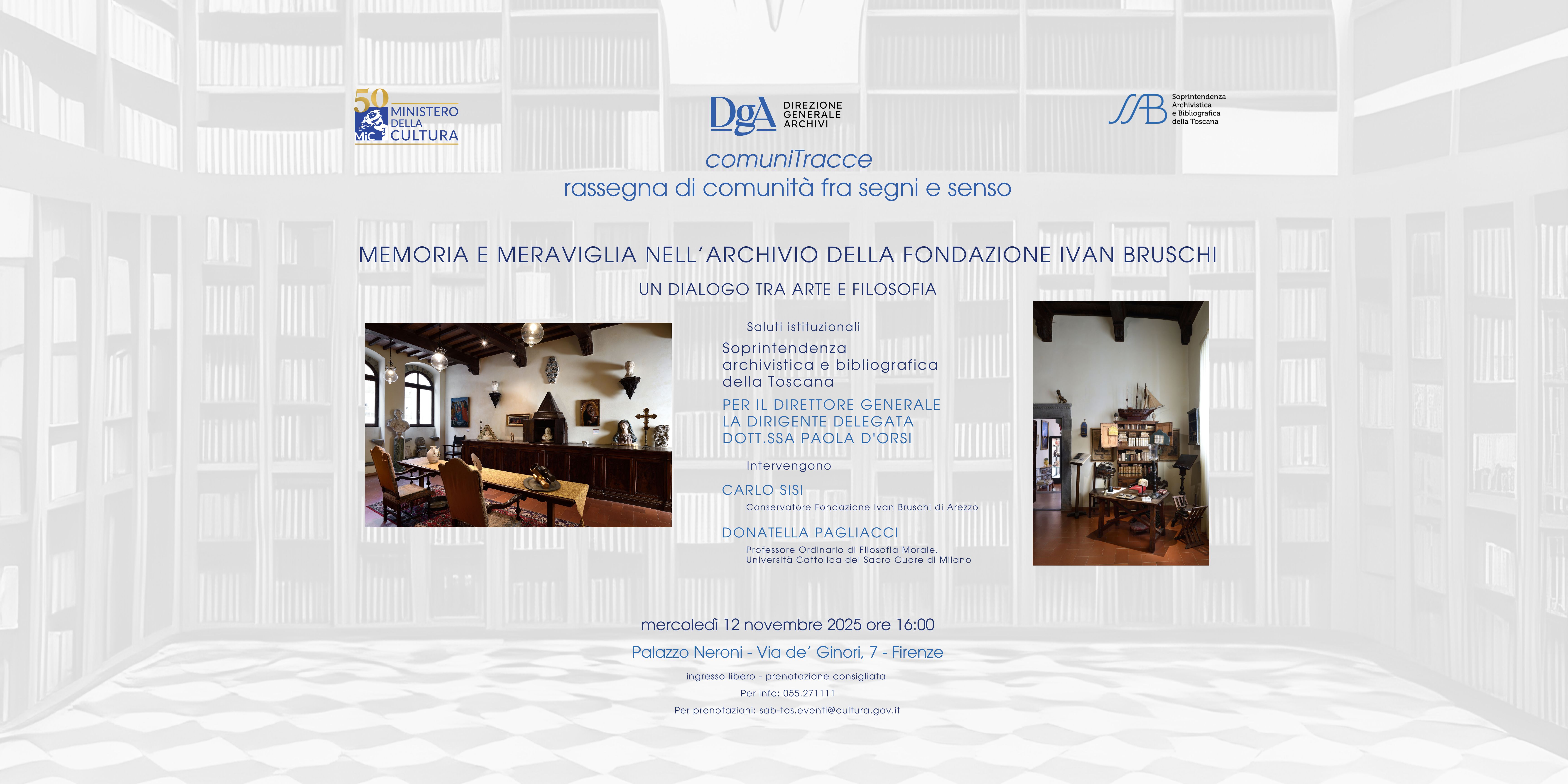 “Memoria e meraviglia nell'archivio della Fondazione Bruschi - Un dialogo tra arte e filosofia”
