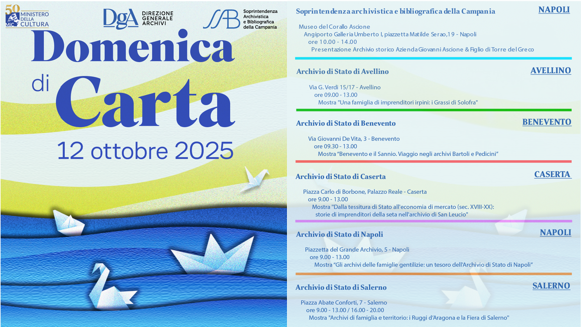 Domenica di Carta 2025 “Gli archivi di famiglia” - Le iniziative della Rete degli Archivi campani del Ministero della Cultura