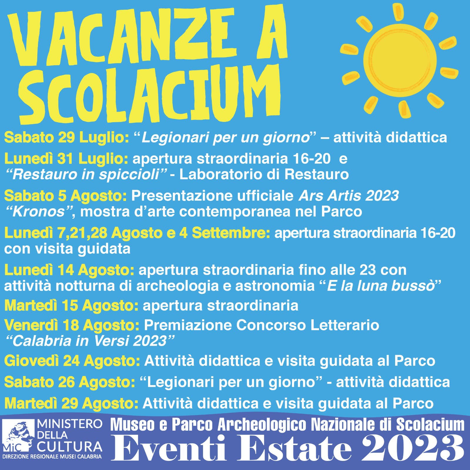 Vacanze a Scolacium - Gli eventi dell'estate 2023