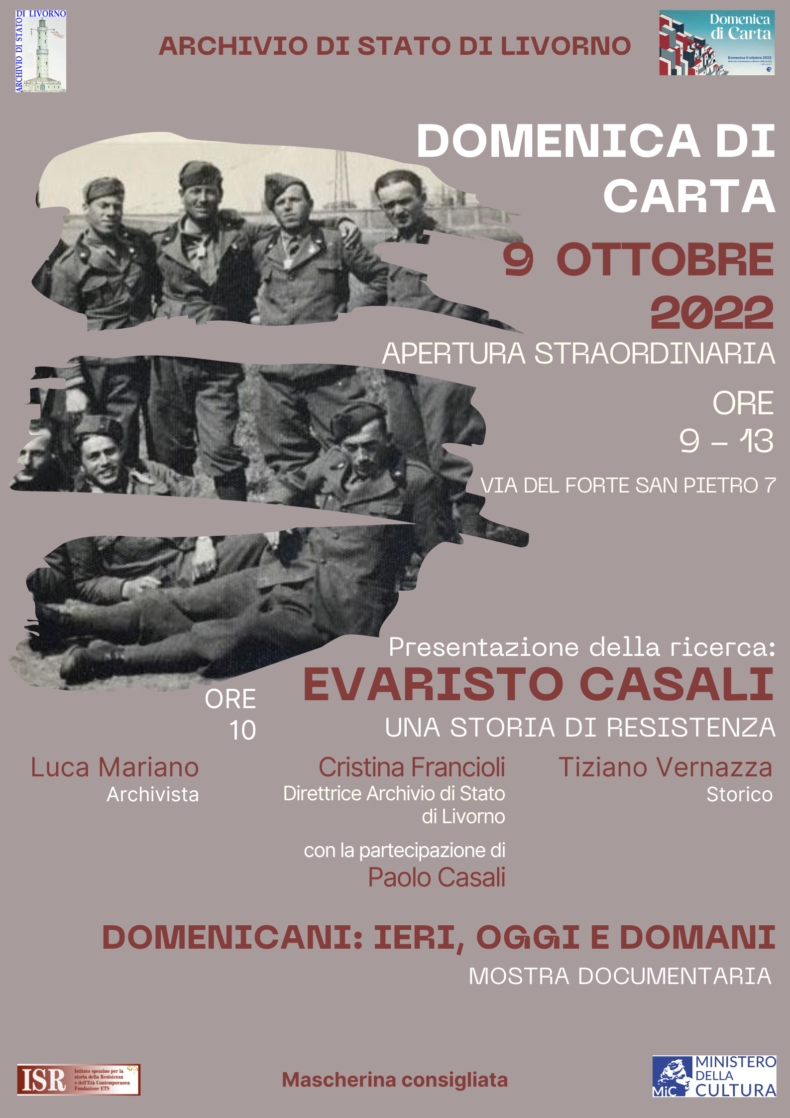 Apertira straordinaria dell'Archivio di Stato di Livorno e Presentazione della ricerca relativa ad Evaristo Casali
