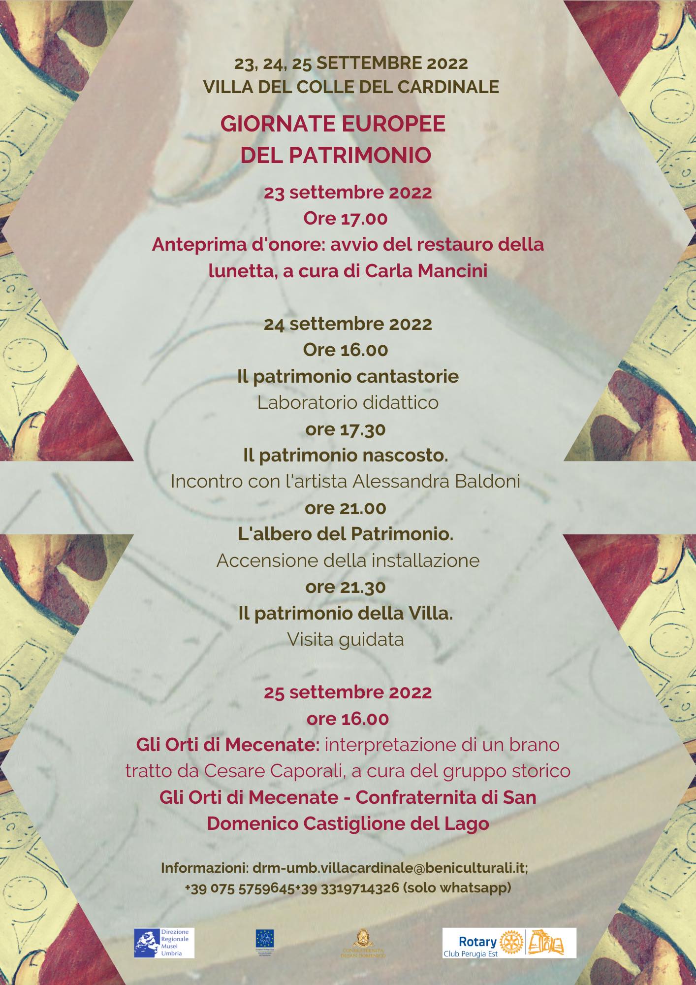 Giornate Europee del Patrimonio: gli eventi alla Villa del Colle del Cardinale