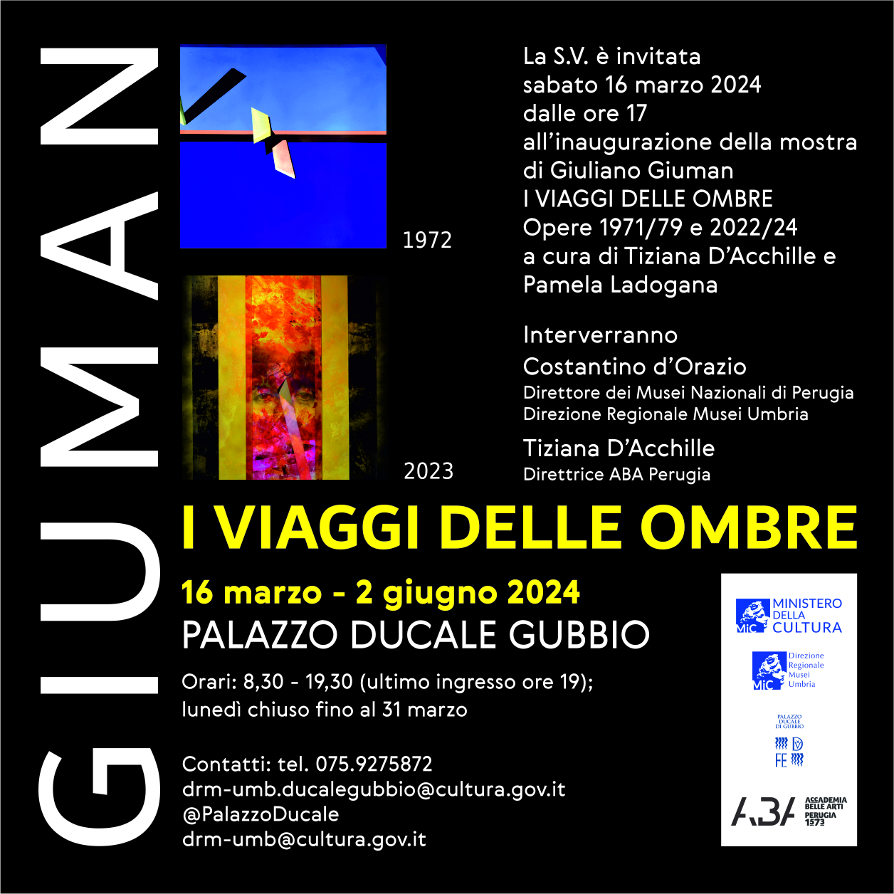 Giuliano Giuman: "I viaggi dell'ombra", Palazzo Ducale di Gubbio