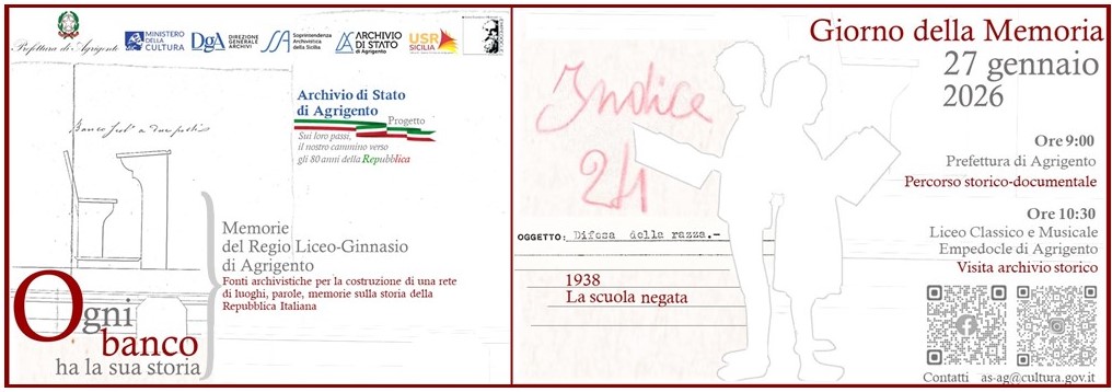 Ogni banco ha la sua storia. Memorie del Regio Liceo-Ginnasio di Agrigento - Progetto didattico: Sui loro passi, il nostro cammino verso gli 80 anni della Repubblica.