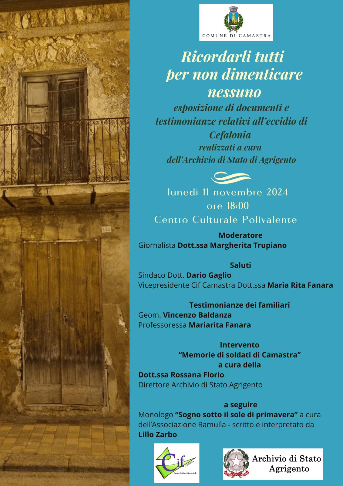 Ricordali tutti per non dimenticare nessuno. Riflessioni sui caduti del Comune di Camastra.